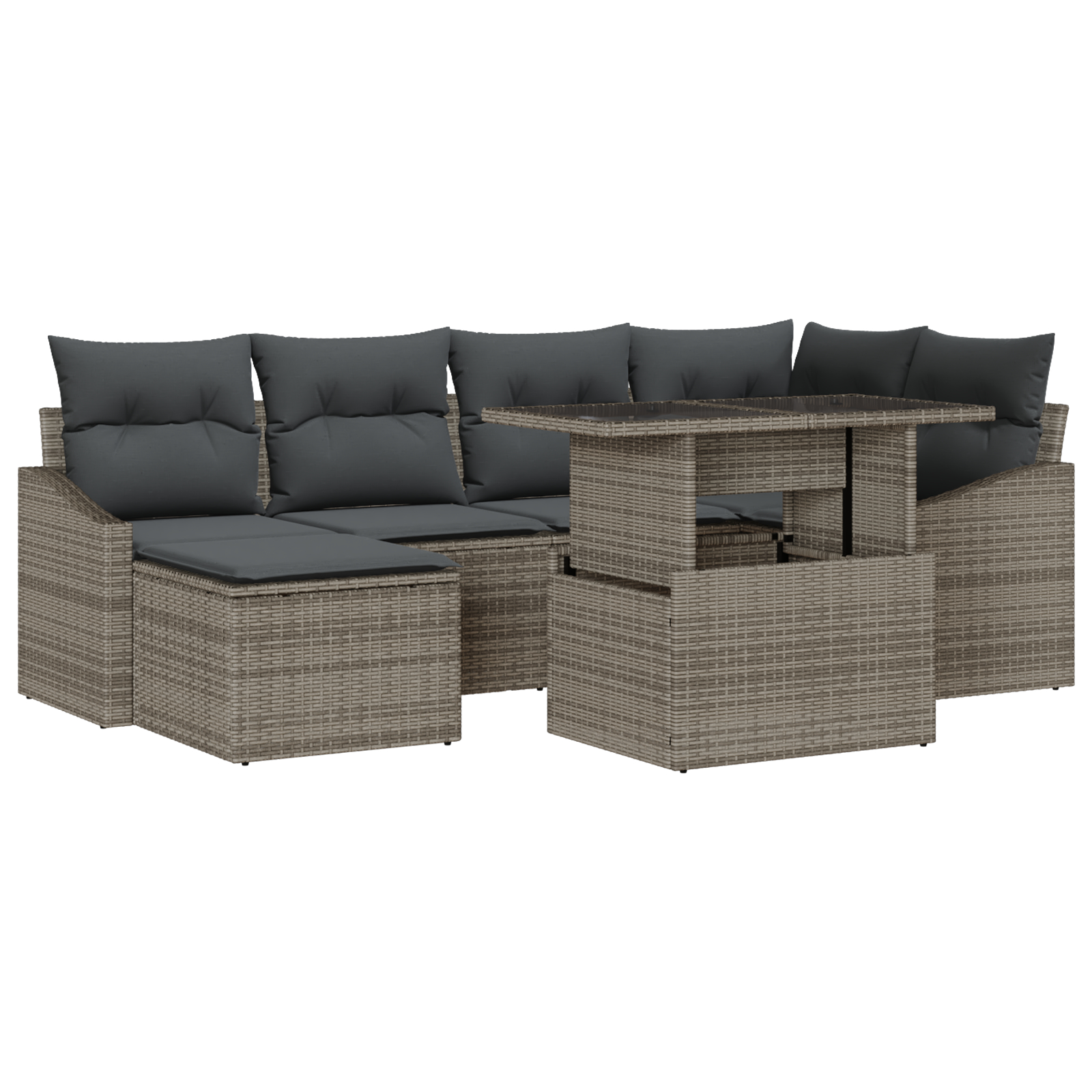 vidaXL Set de canapele pentru grădină cu pernă 7 pcs Gri vidaXL Set de canapele pentru grădină cu pernă 7 pcs Gri