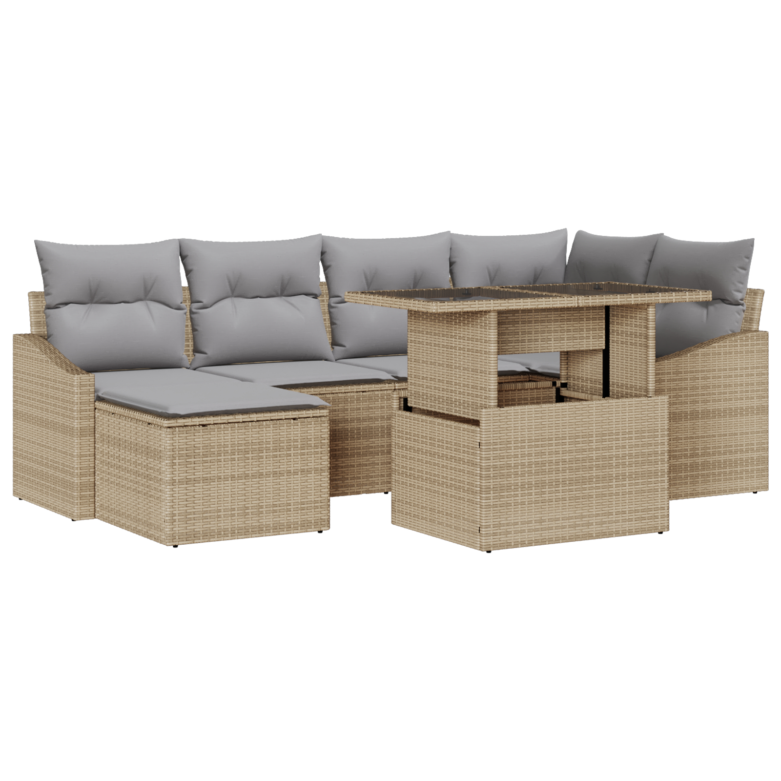 vidaXL Set de canapele pentru grădină 7 pcs bej și gri deschis