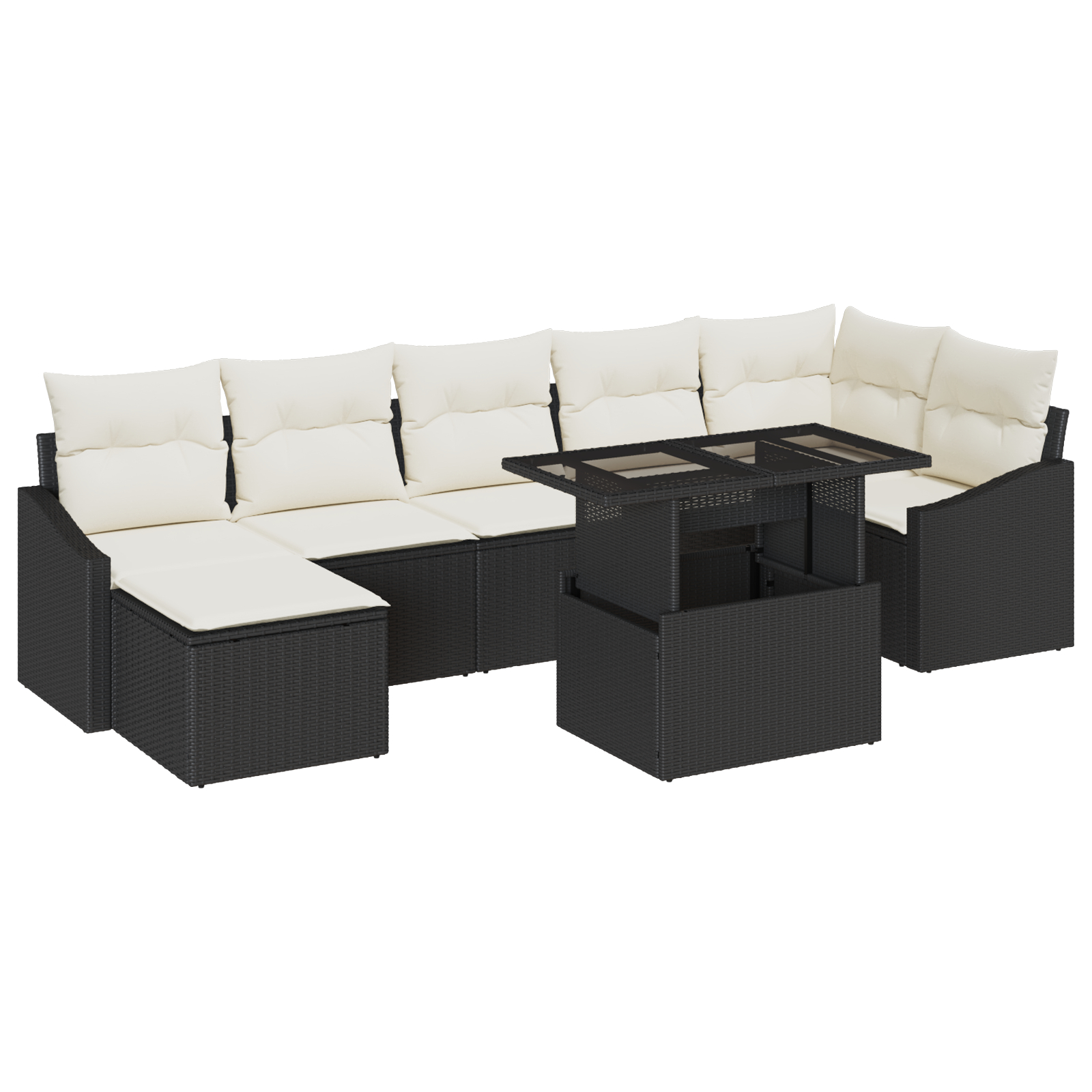 vidaXL Set de canapele pentru grădină cu pernă 8 pcs negru și crem