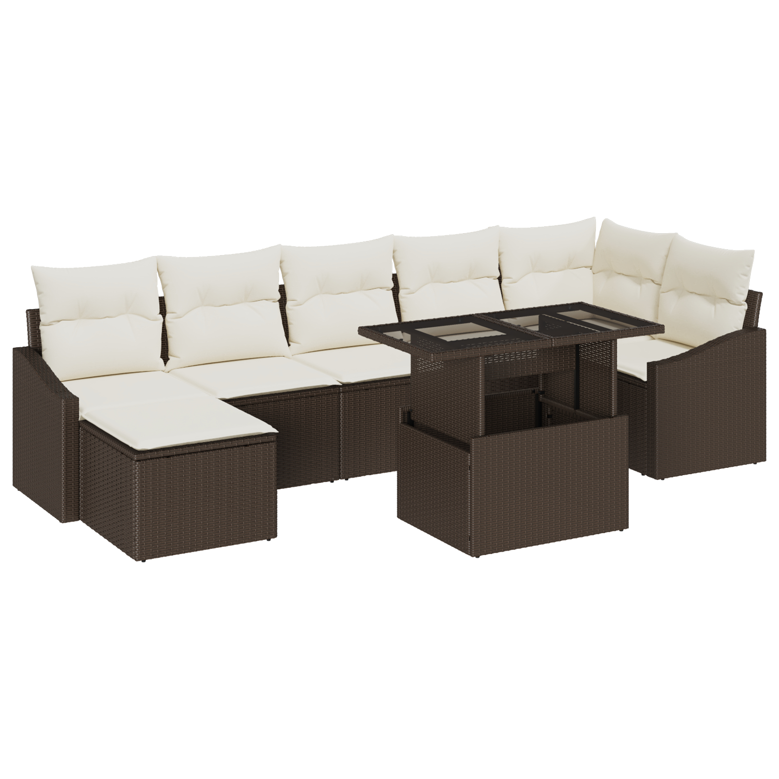 vidaXL Set de canapele pentru grădină cu pernă 8 pcs maro și crem