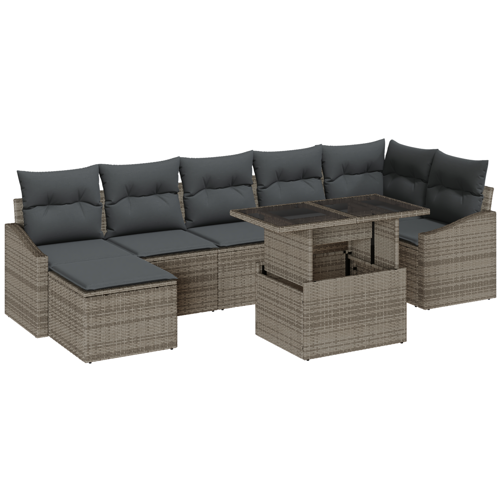 vidaXL Set de canapele pentru grădină cu pernă 8 pcs Gri