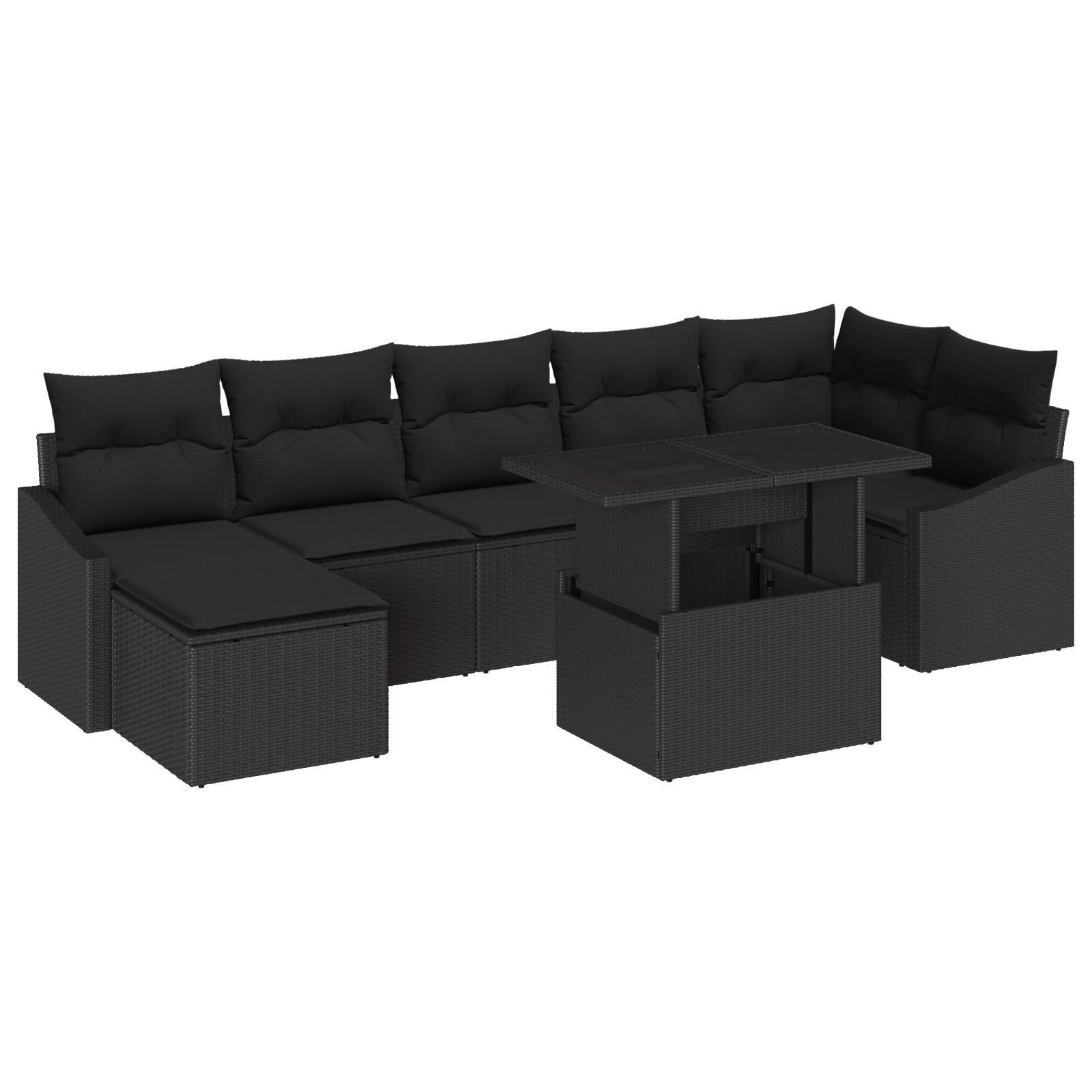 vidaXL Set de canapele pentru grădină cu pernă 8 pcs Negru
