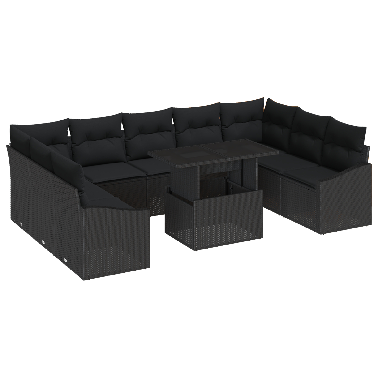 vidaXL Set de canapele pentru grădină 10 pcs Negru 100 x 55 x 73 cm vidaXL Set de canapele pentru grădină 10 pcs Negru 100 x 55 x 73 cm