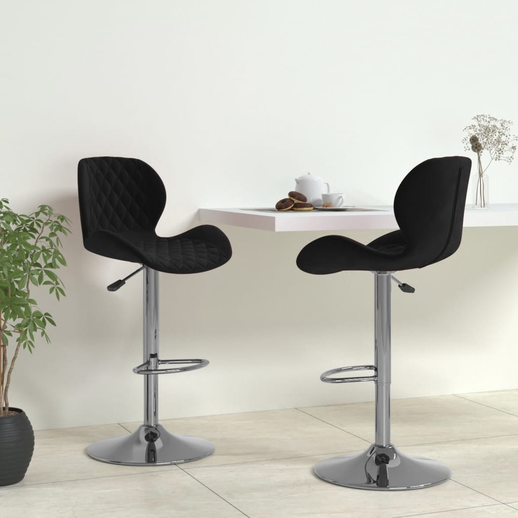 vidaXL Scaune de bar, 2 buc., negru, catifea vidaXL Scaune de bar, 2 buc., negru, catifea