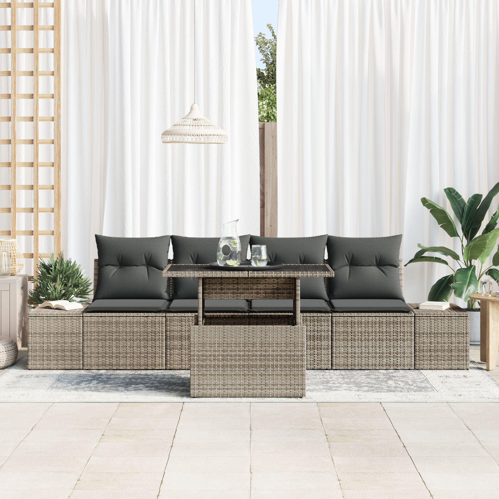 vidaXL Set de canapele pentru grădină 5 pcs Gri 100 x 55 x 73 cm
