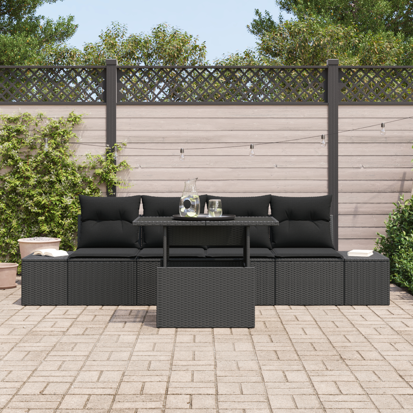 vidaXL Set de canapele pentru grădină 5 pcs Negru 100 x 55 x 73 cm