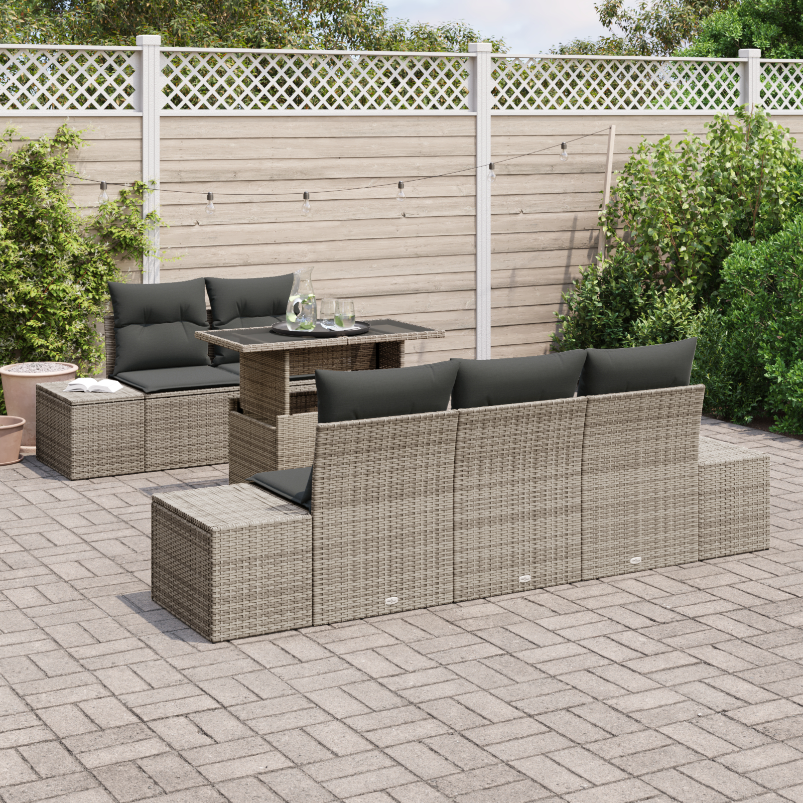 vidaXL Set de canapele pentru grădină 6 pcs Gri 100 x 55 x 73 cm