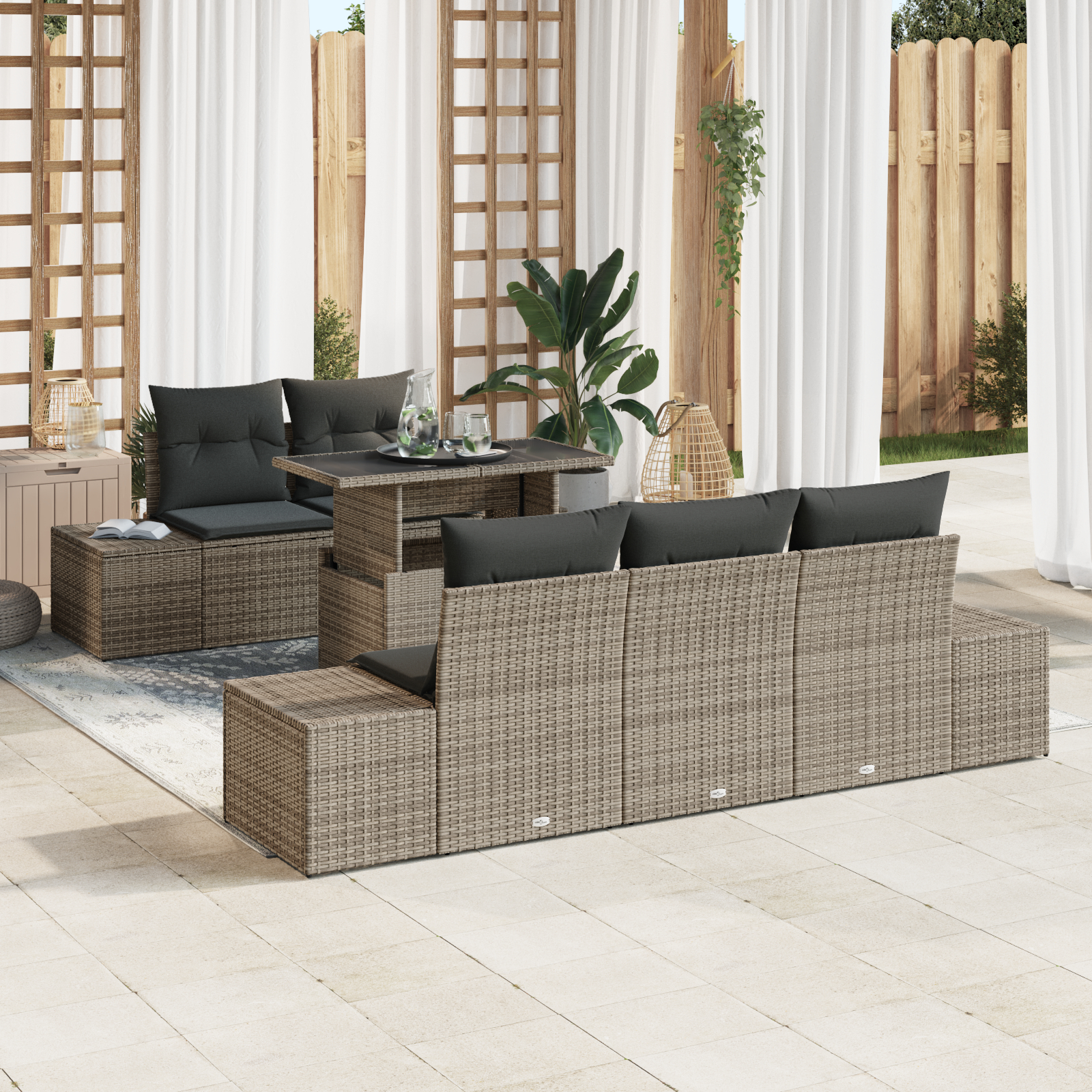 vidaXL Set de canapele pentru grădină 6 pcs Gri 100 x 55 x 73 cm