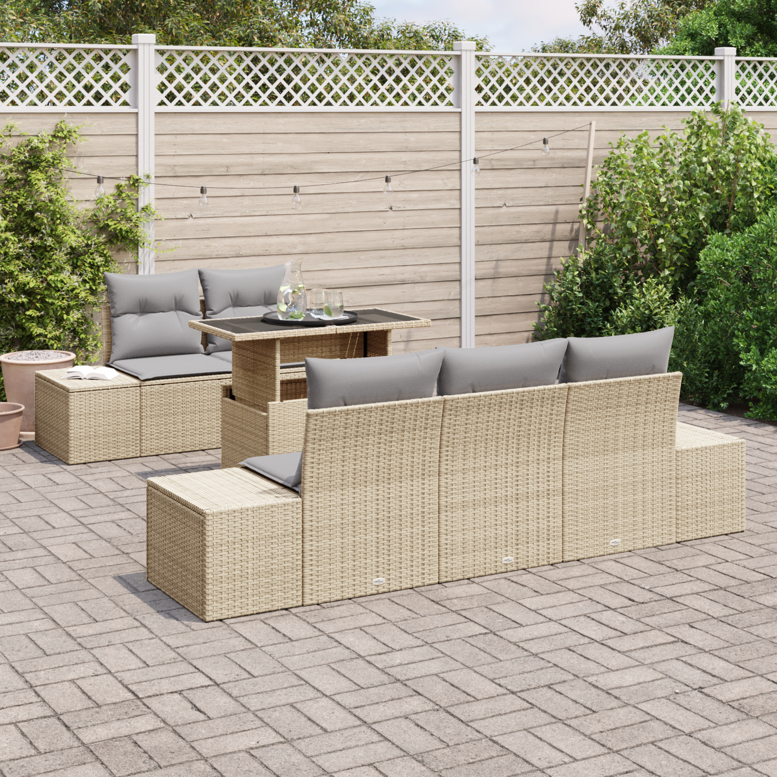 vidaXL Set de canapele pentru grădină Manual 6 pcs bej și gri deschis