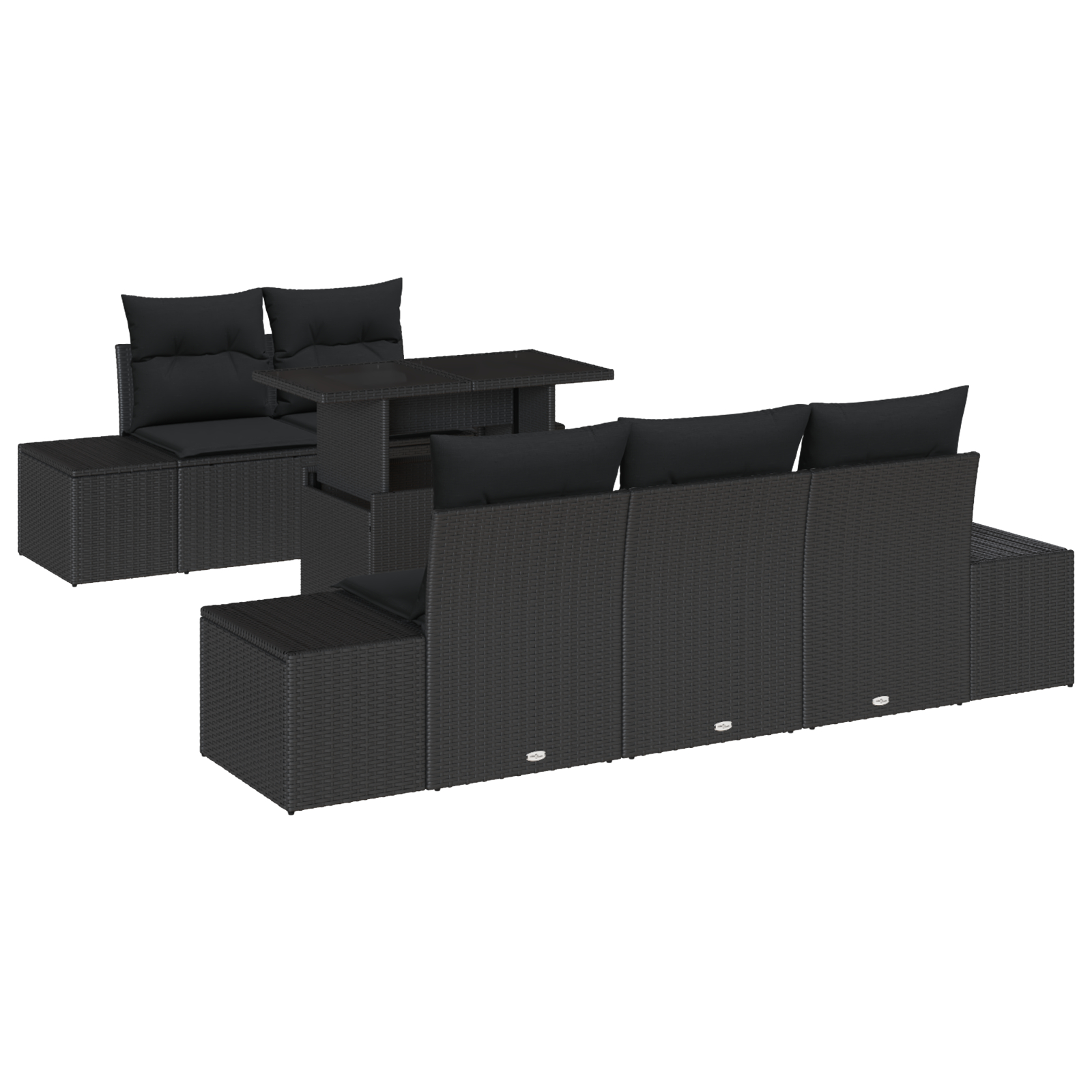 vidaXL Set de canapele pentru grădină 6 pcs Negru 100 x 55 x 73 cm