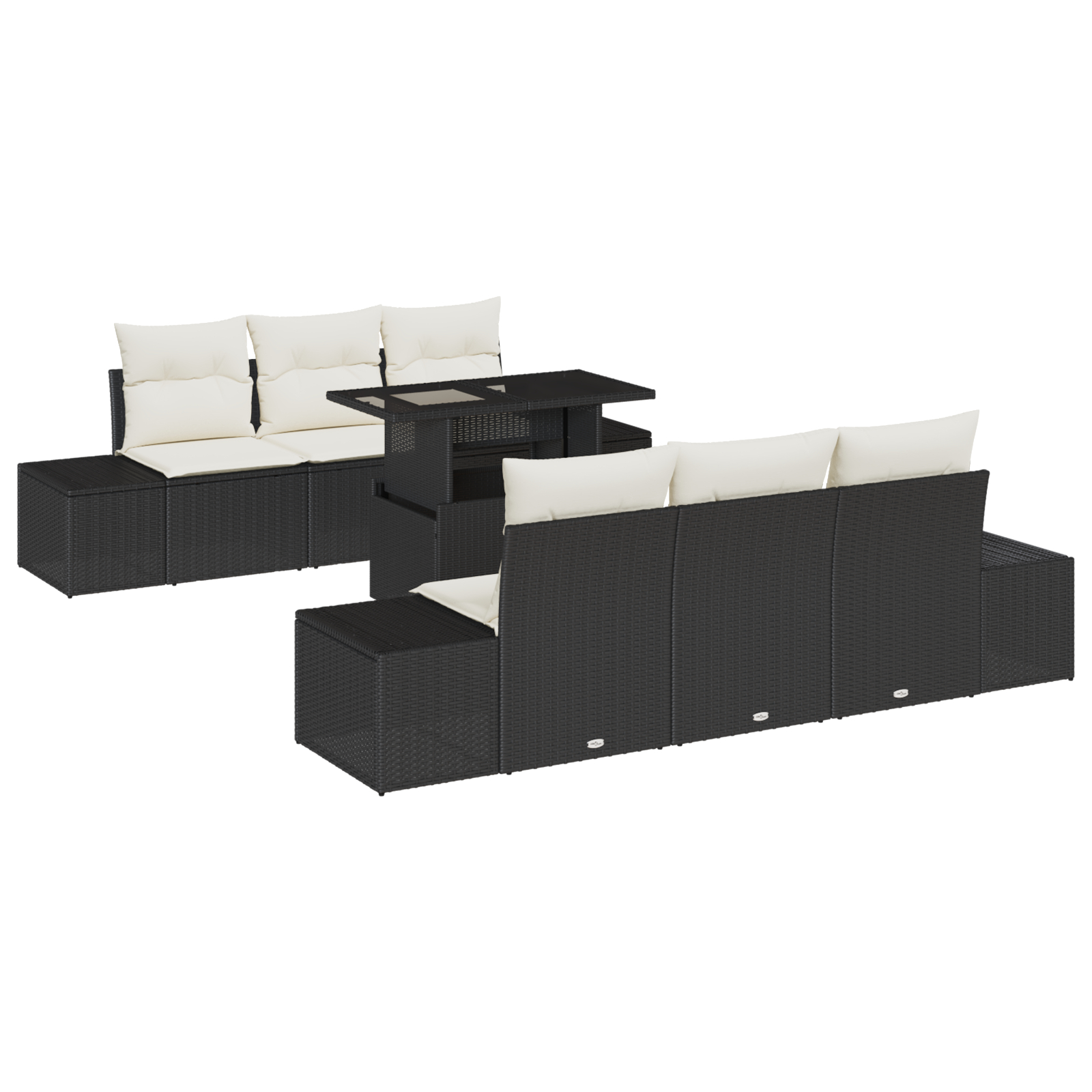 vidaXL Set de canapele pentru grădină cu pernă 7 pcs negru și crem vidaXL Set de canapele pentru grădină cu pernă 7 pcs negru și crem