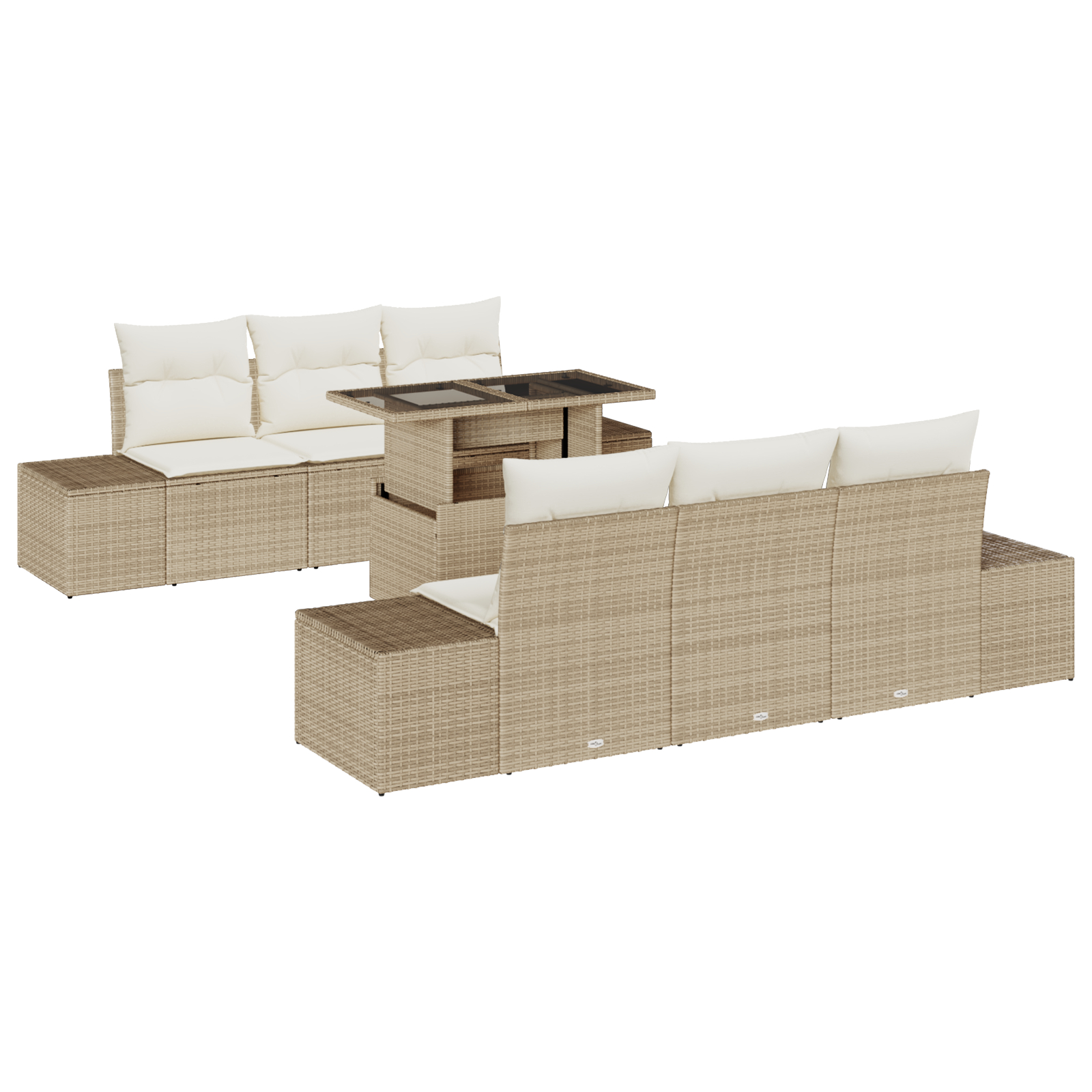 vidaXL Set de canapele pentru grădină cu pernă 7 pcs bej și crem vidaXL Set de canapele pentru grădină cu pernă 7 pcs bej și crem