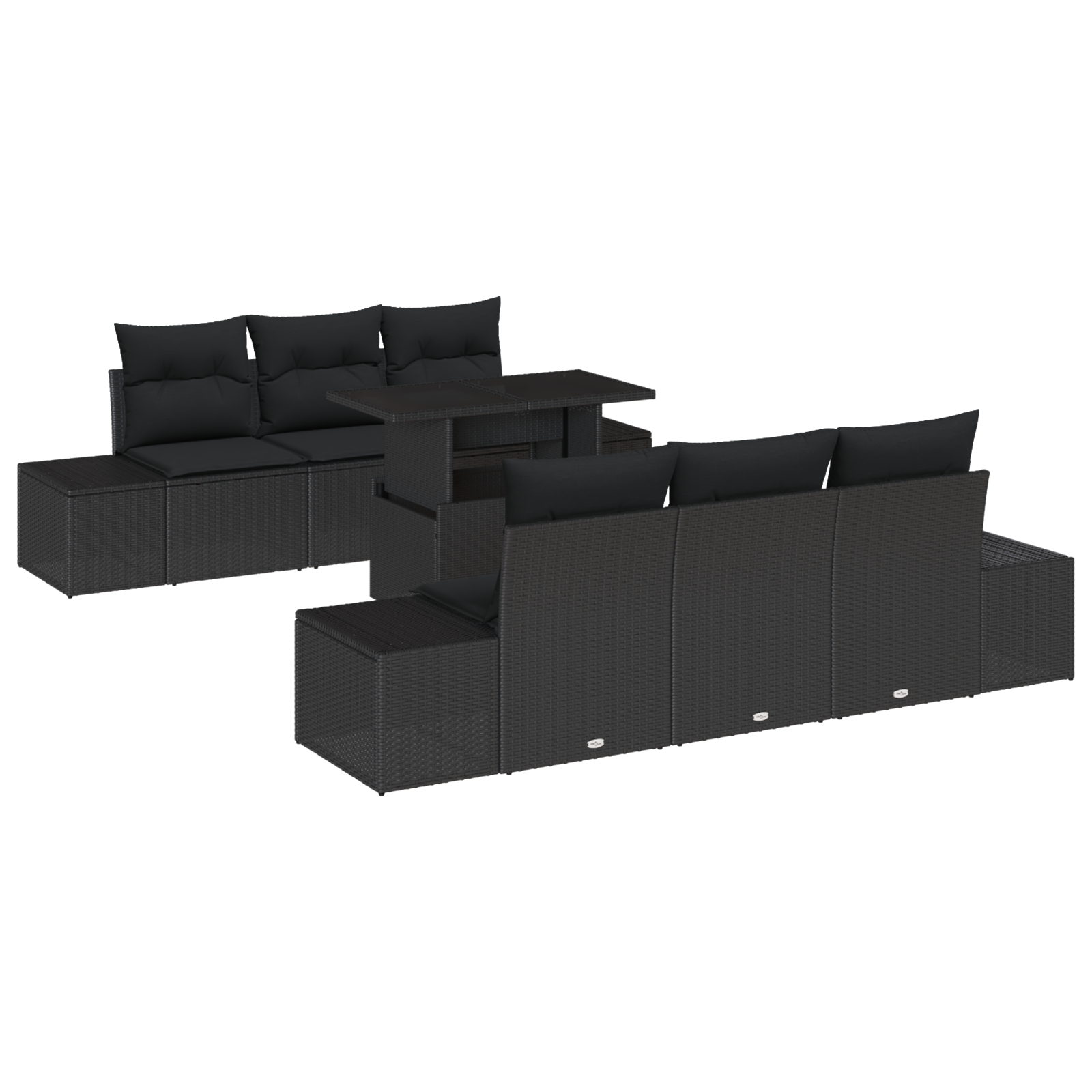 vidaXL Set de canapele pentru grădină 7 pcs Negru 100 x 55 x 73 cm