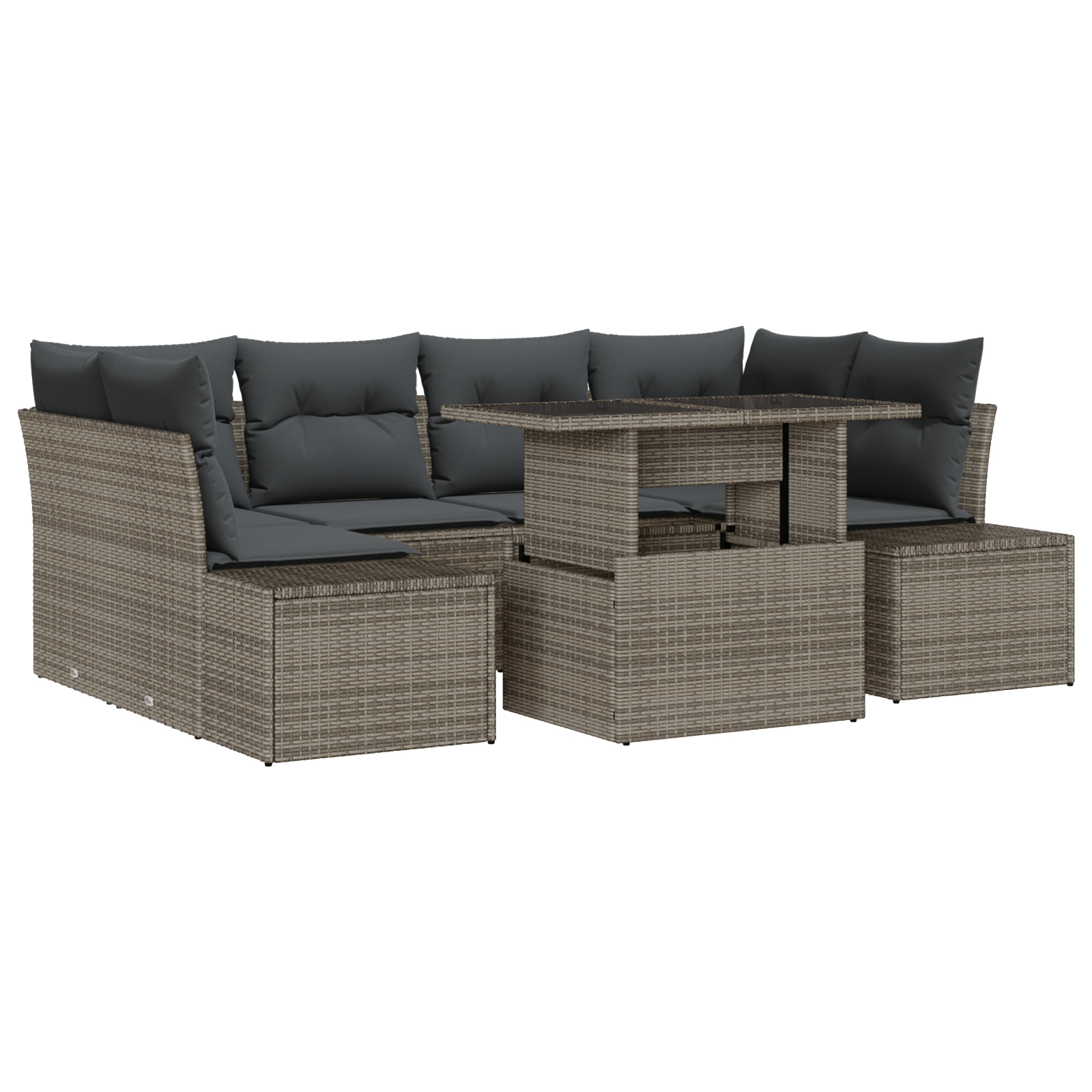 vidaXL Set de canapele pentru grădină 7 pcs Gri 100 x 55 x 73 cm