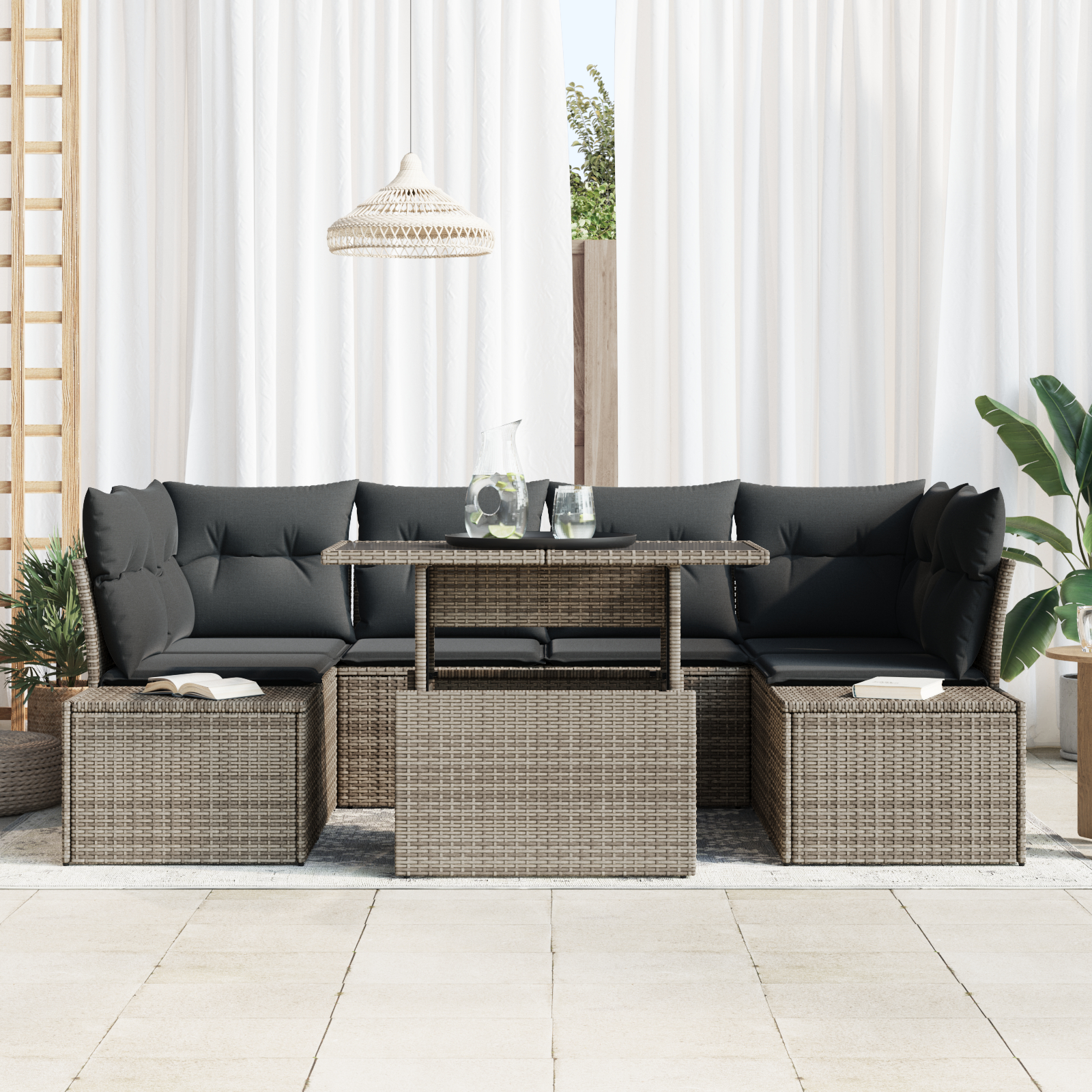 vidaXL Set de canapele pentru grădină 7 pcs Gri 100 x 55 x 73 cm
