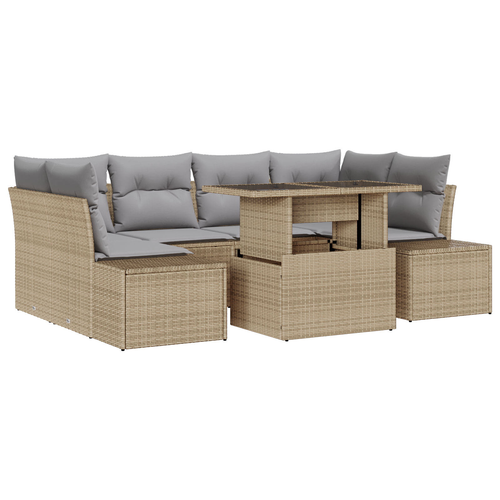 vidaXL Set de canapele pentru grădină Manual 7 pcs bej și gri deschis