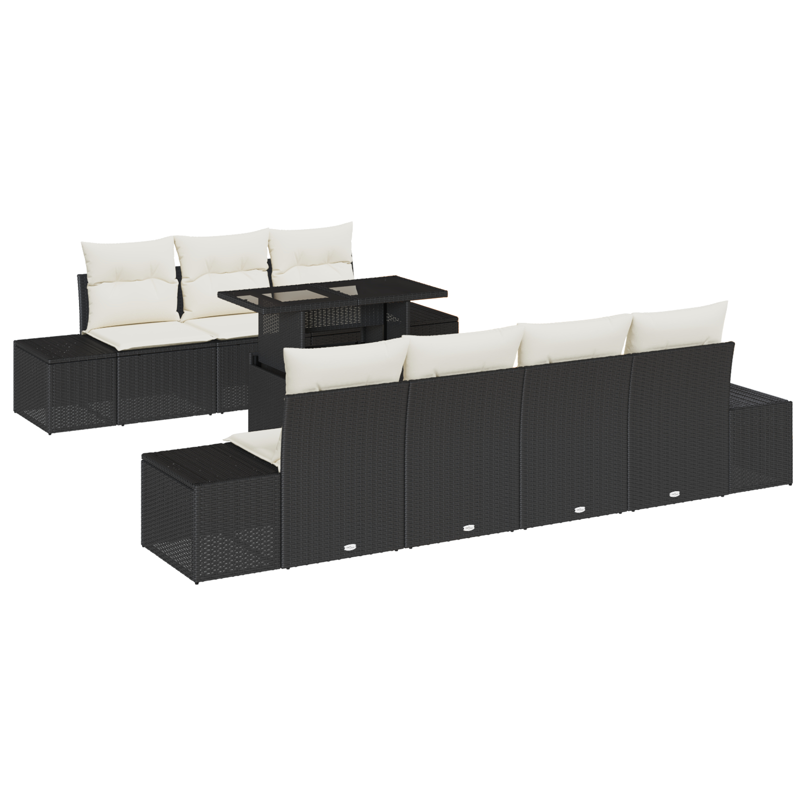vidaXL Set de canapele pentru grădină cu pernă 8 pcs negru și crem