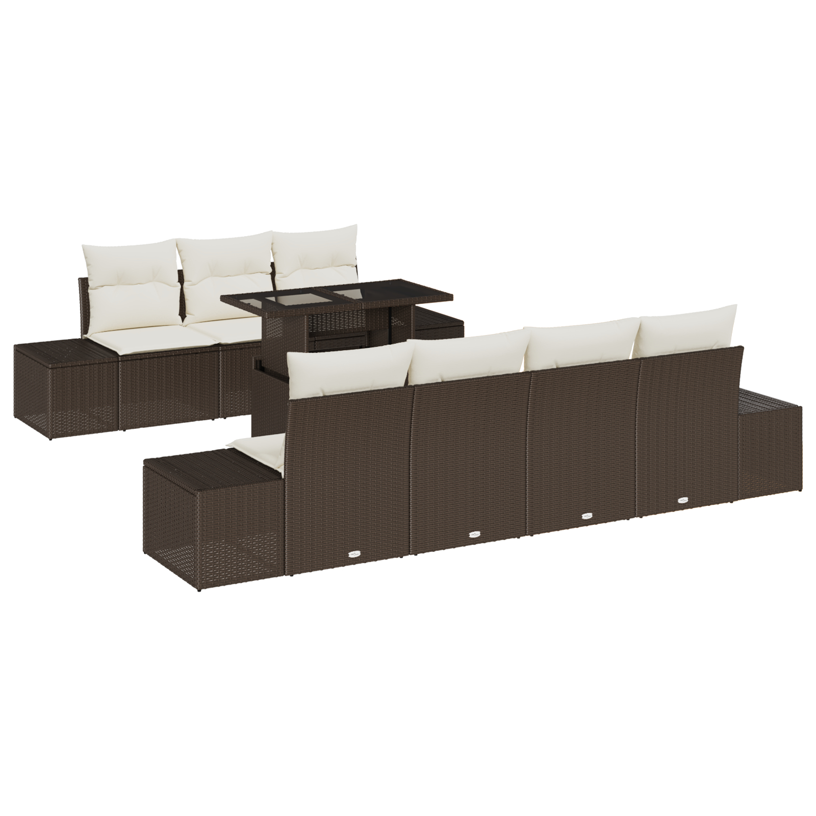 vidaXL Set de canapele pentru grădină cu pernă 8 pcs maro și crem