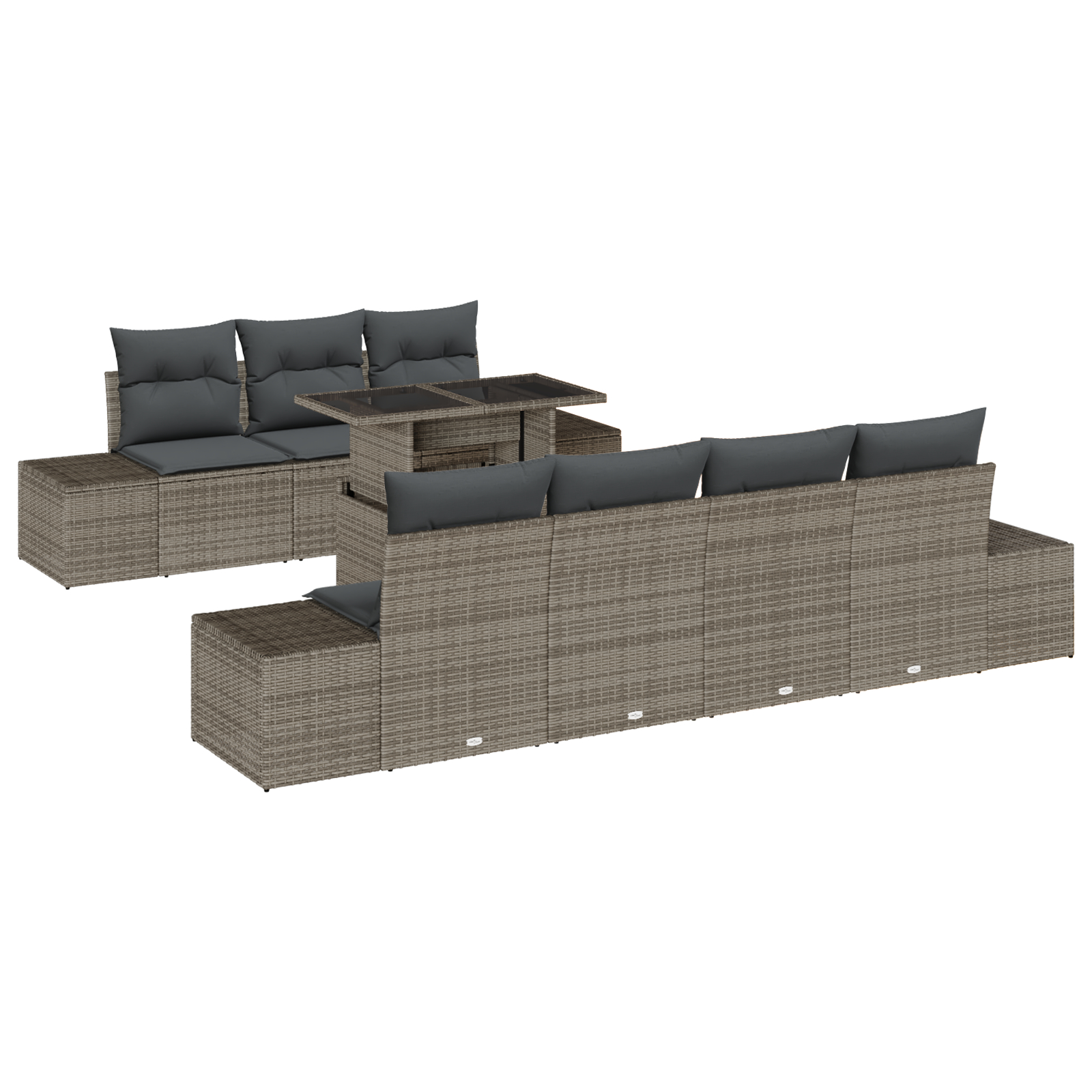 vidaXL Set de canapele pentru grădină 8 pcs Gri 100 x 55 x 73 cm