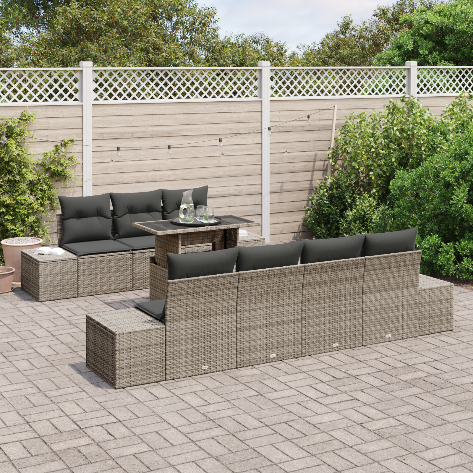 vidaXL Set de canapele pentru grădină 8 pcs Gri 100 x 55 x 73 cm