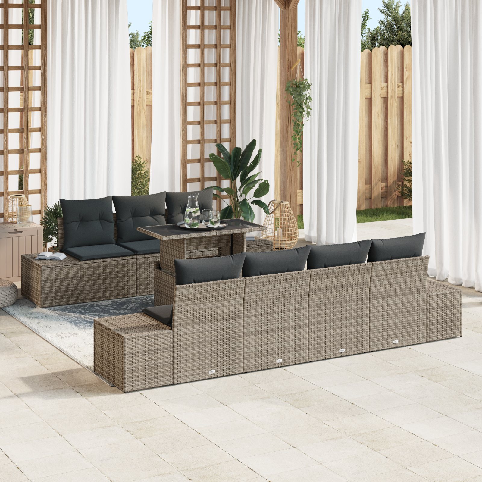 vidaXL Set de canapele pentru grădină 8 pcs Gri 100 x 55 x 73 cm