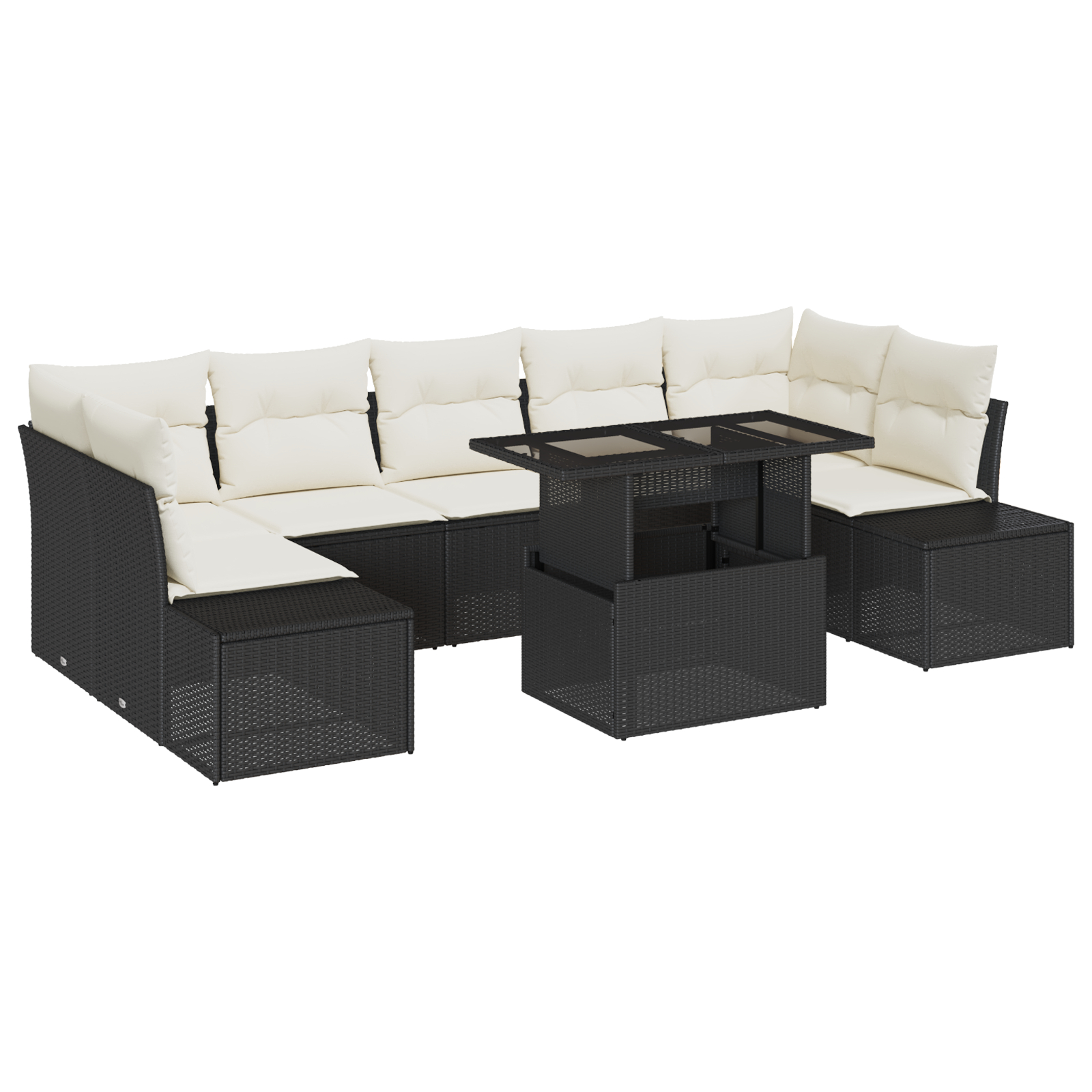 vidaXL Set de canapele pentru grădină cu pernă 8 pcs negru și crem
