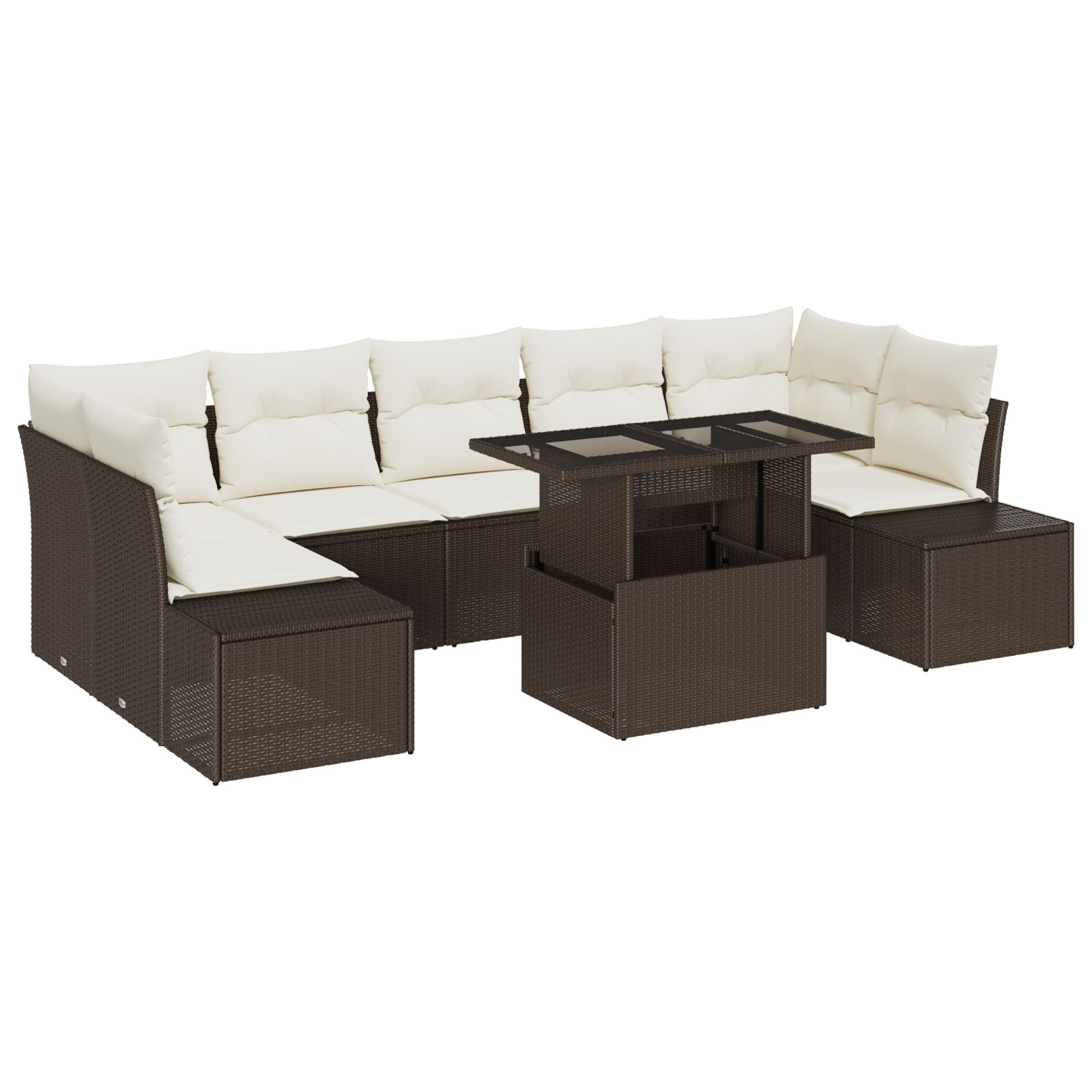 vidaXL Set de canapele pentru grădină cu pernă 8 pcs maro și crem vidaXL Set de canapele pentru grădină cu pernă 8 pcs maro și crem