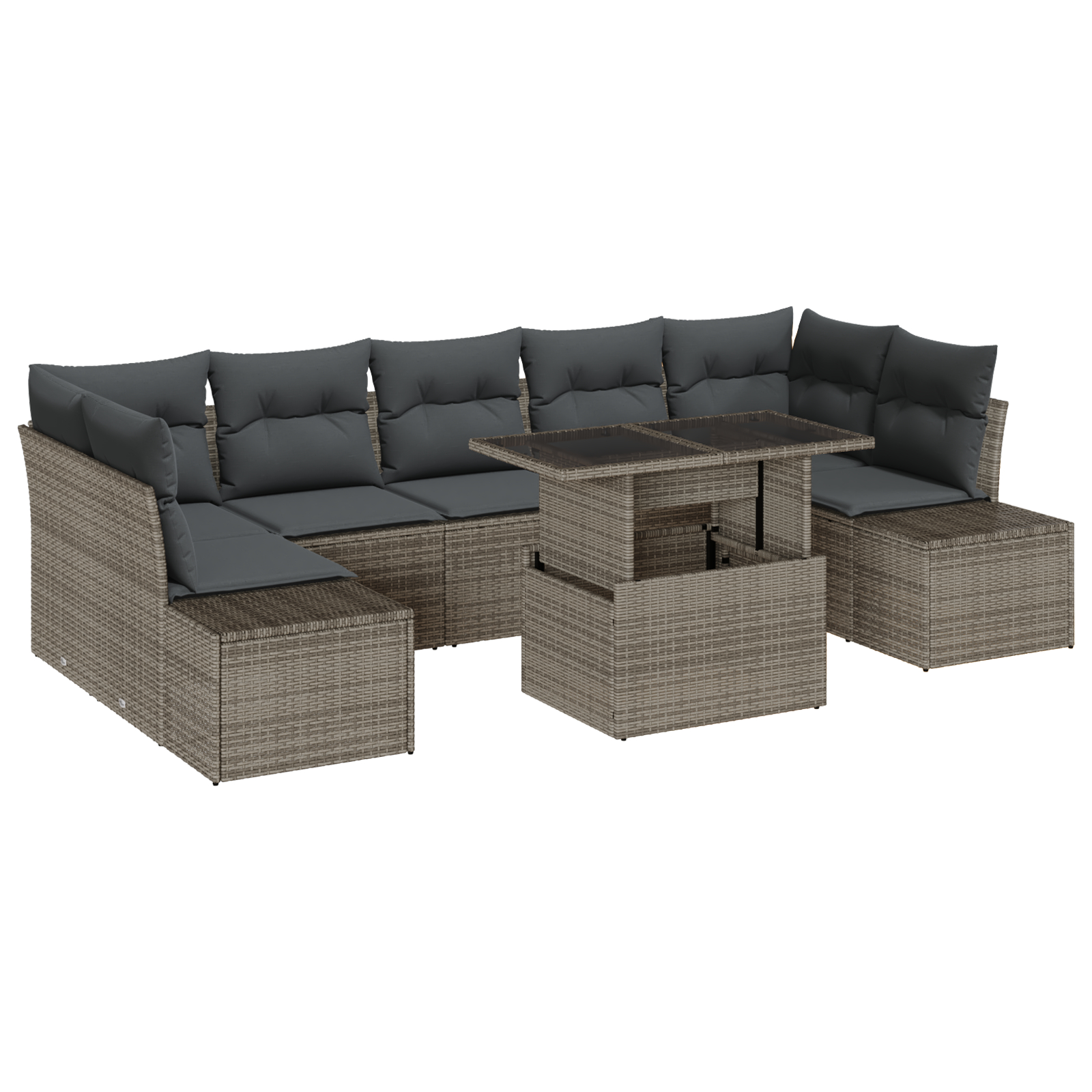 vidaXL Set de canapele pentru grădină 8 pcs Gri 100 x 55 x 73 cm