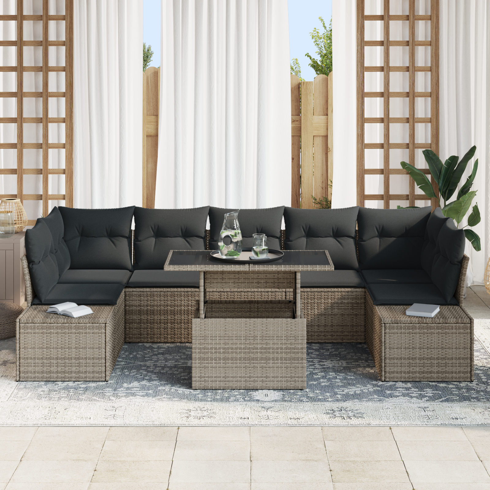vidaXL Set de canapele pentru grădină 8 pcs Gri 100 x 55 x 73 cm