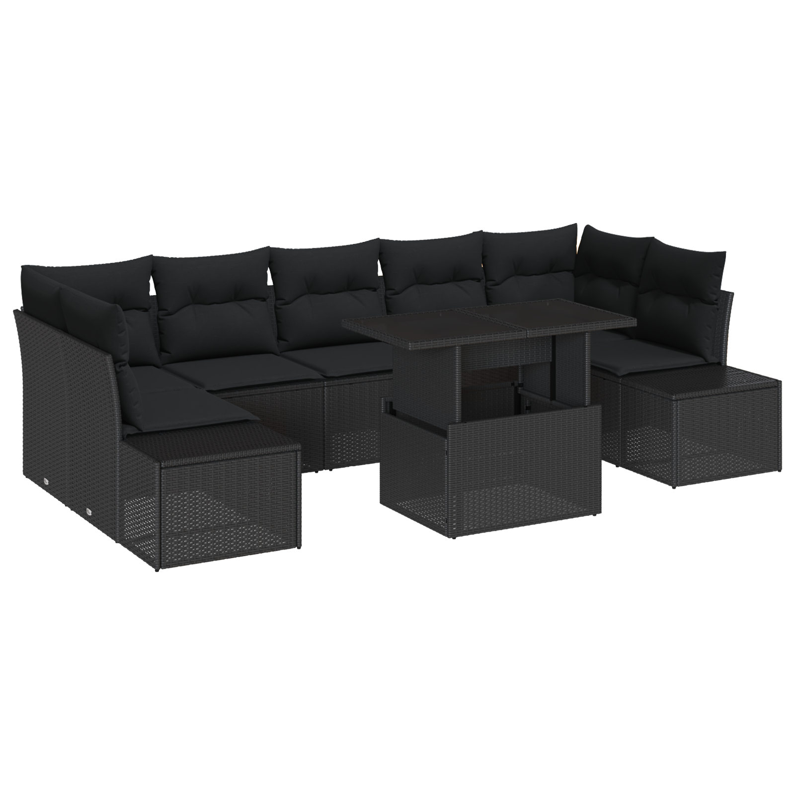 vidaXL Set de canapele pentru grădină 8 pcs Negru 100 x 55 x 73 cm