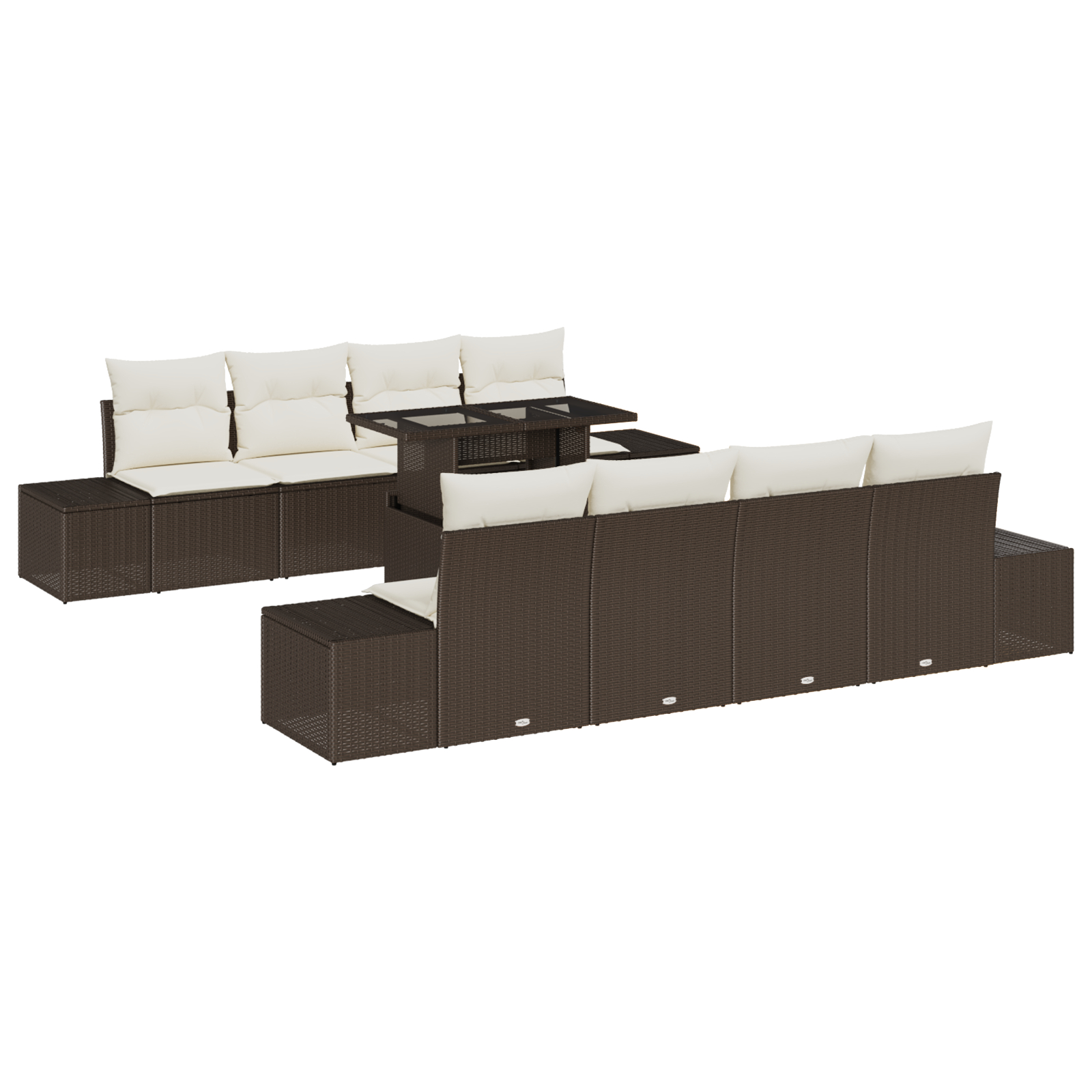 vidaXL Set de canapele pentru grădină cu pernă 7 pcs maro și crem