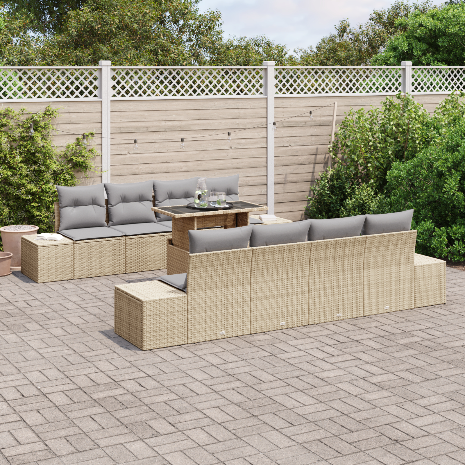 vidaXL Set de canapele pentru grădină Manual 7 pcs bej și gri deschis