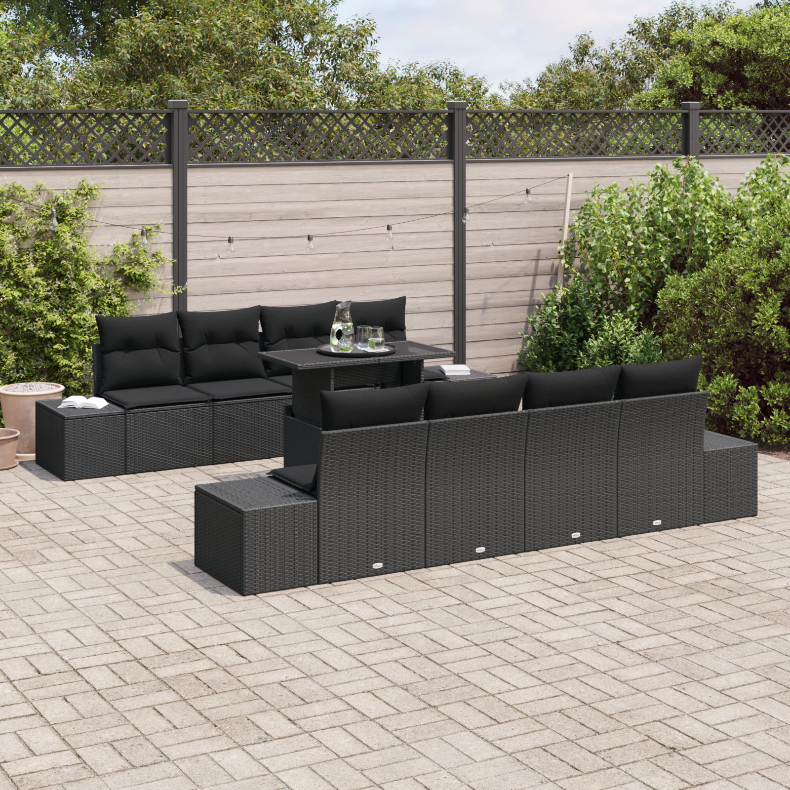 vidaXL Set de canapele pentru grădină 7 pcs Negru 100 x 55 x 73 cm vidaXL Set de canapele pentru grădină 7 pcs Negru 100 x 55 x 73 cm