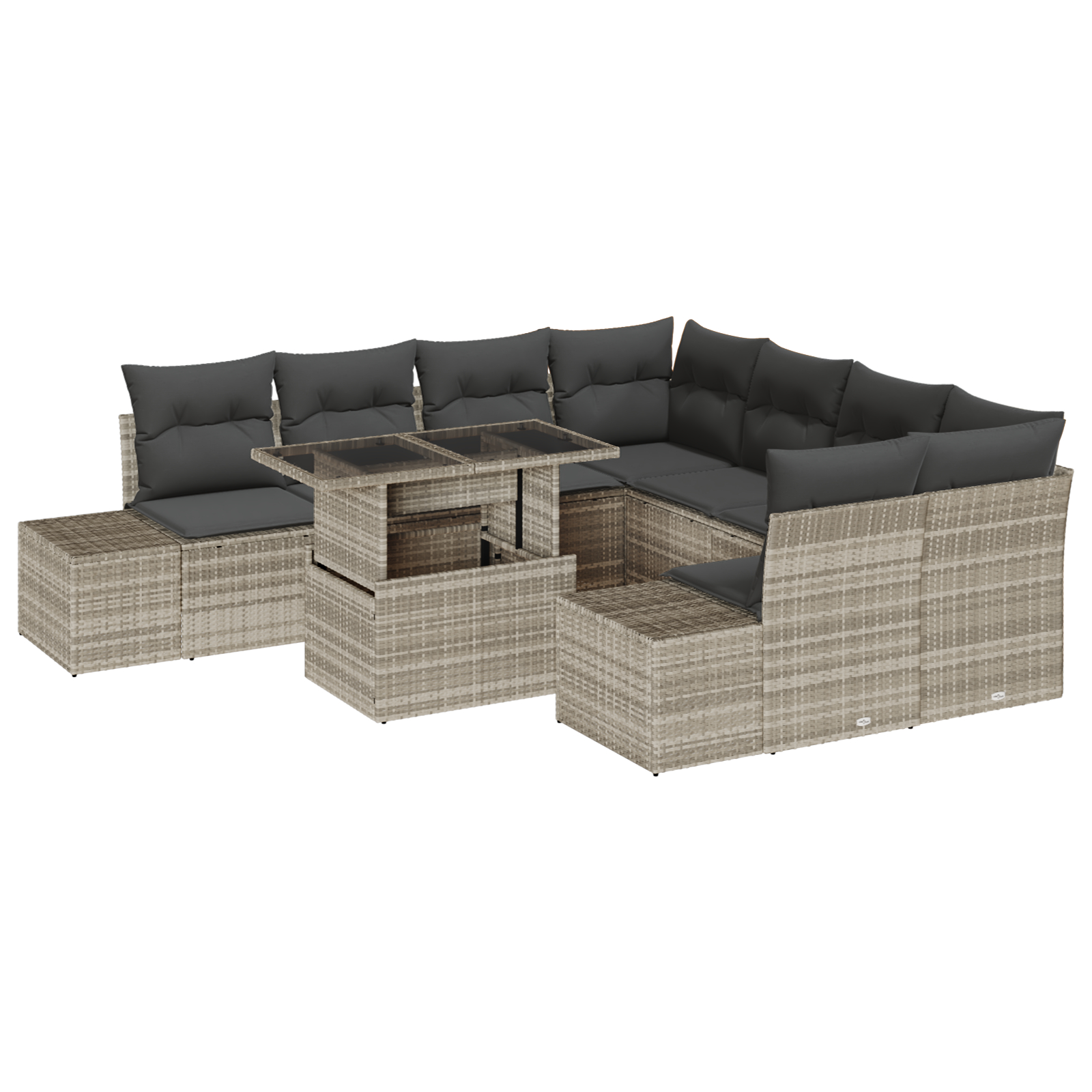 vidaXL Set de canapele pentru grădină cu pernă 9 pcs Gri deschis vidaXL Set de canapele pentru grădină cu pernă 9 pcs Gri deschis