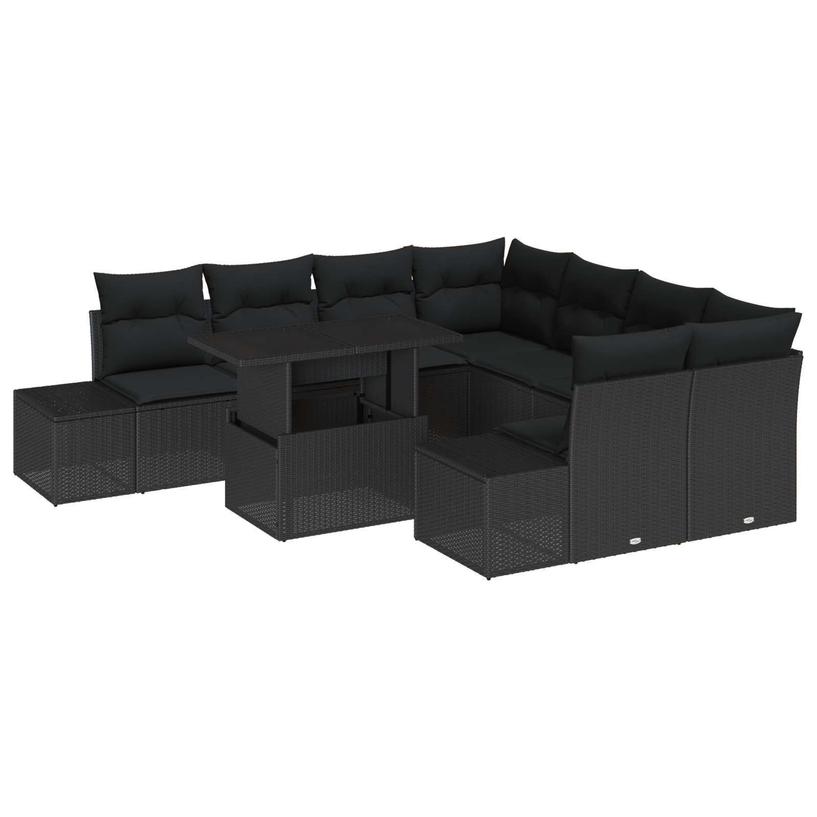 vidaXL Set de canapele pentru grădină 9 pcs Negru 100 x 55 x 73 cm vidaXL Set de canapele pentru grădină 9 pcs Negru 100 x 55 x 73 cm