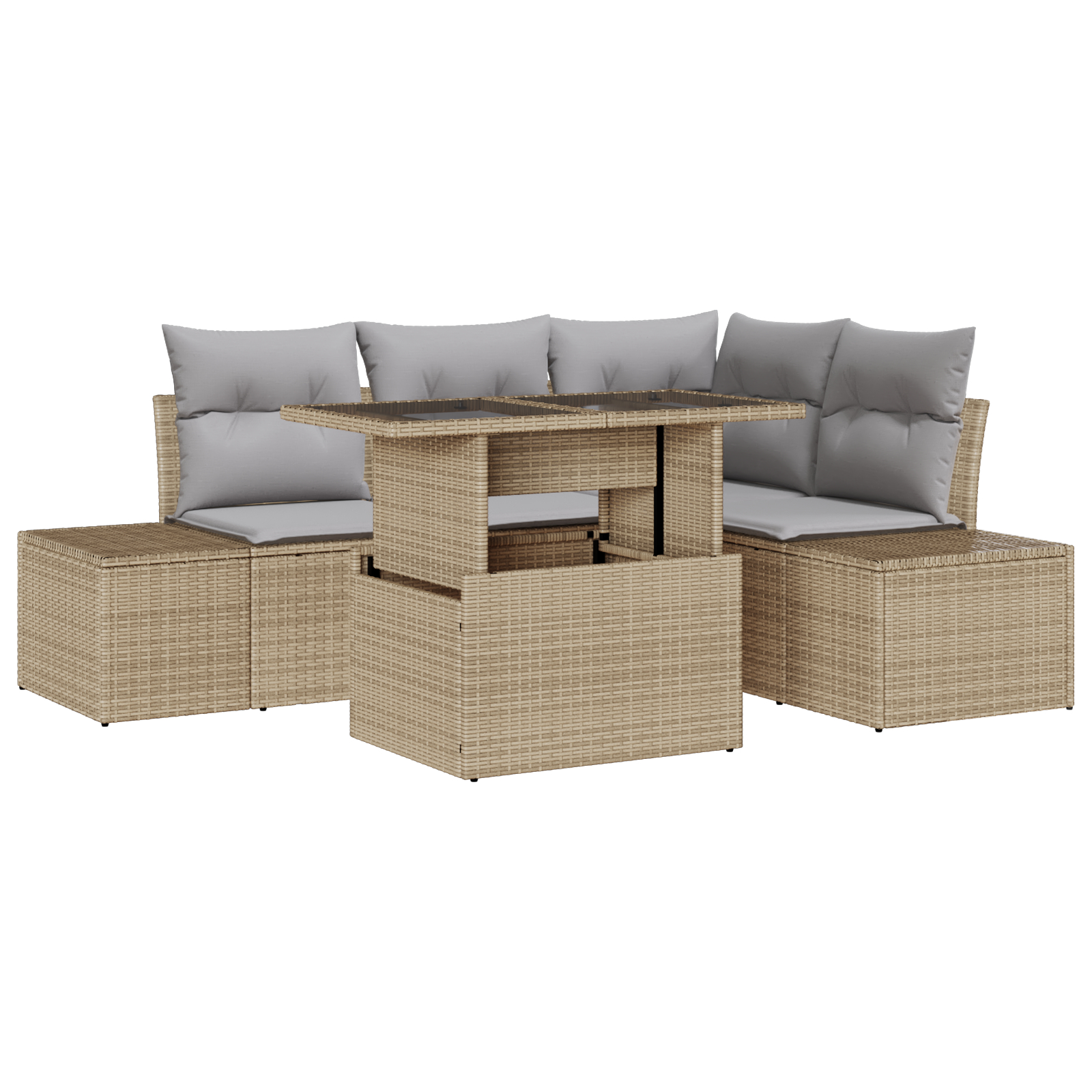 vidaXL Set de canapele pentru grădină Manual 5 pcs bej și gri deschis