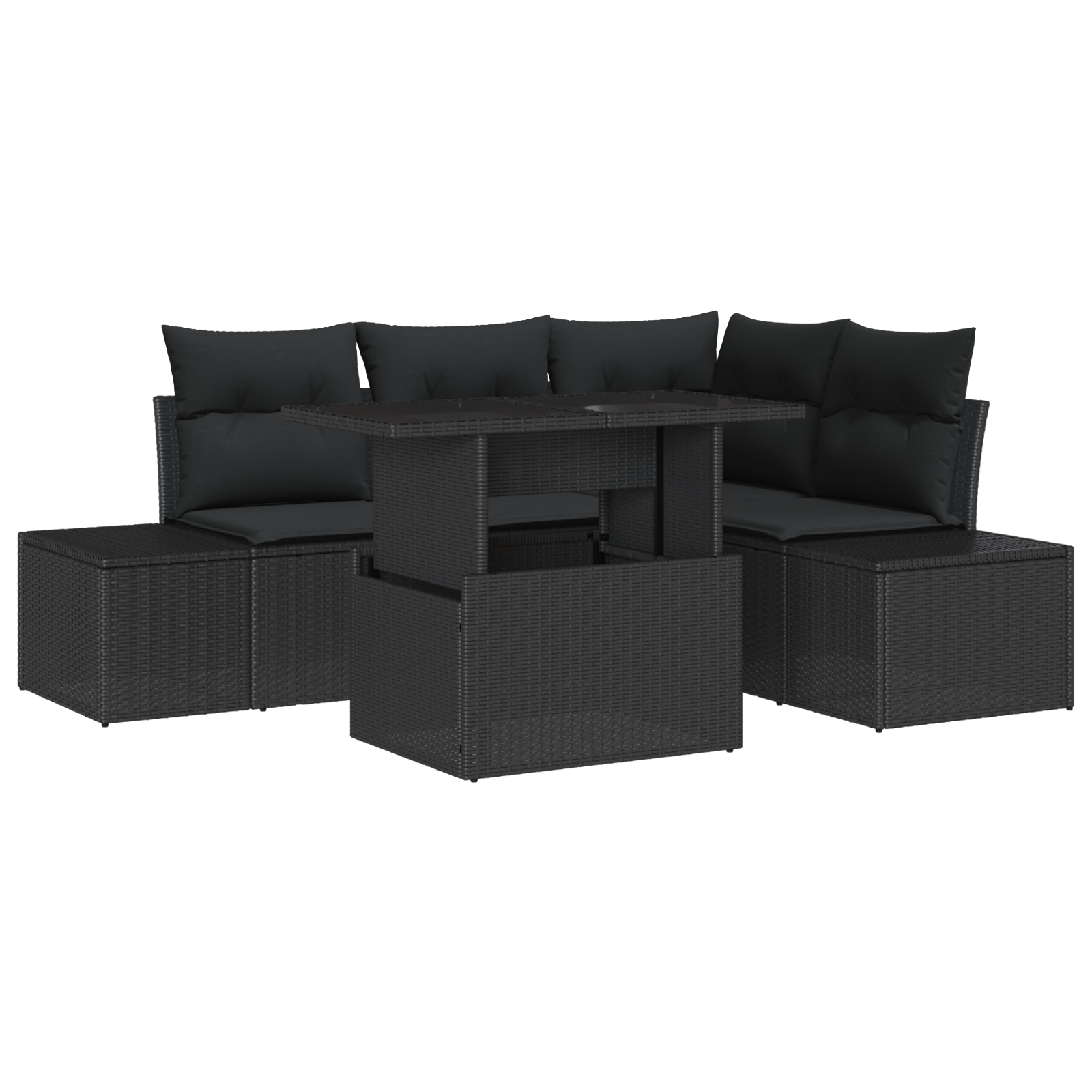 vidaXL Set de canapele pentru grădină 5 pcs Negru 100 x 55 x 73 cm