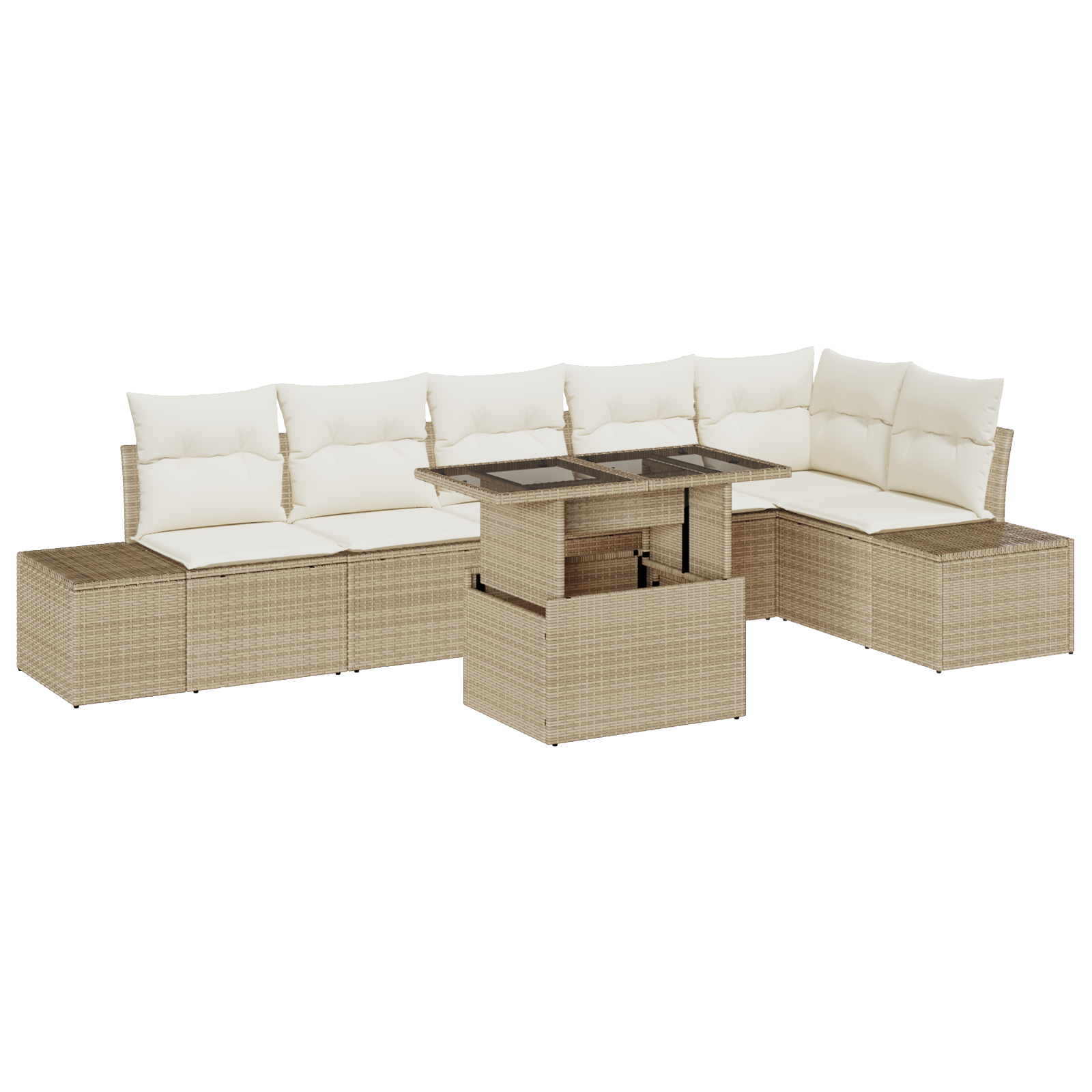 vidaXL Set de canapele pentru grădină cu pernă 7 pcs bej și crem vidaXL Set de canapele pentru grădină cu pernă 7 pcs bej și crem