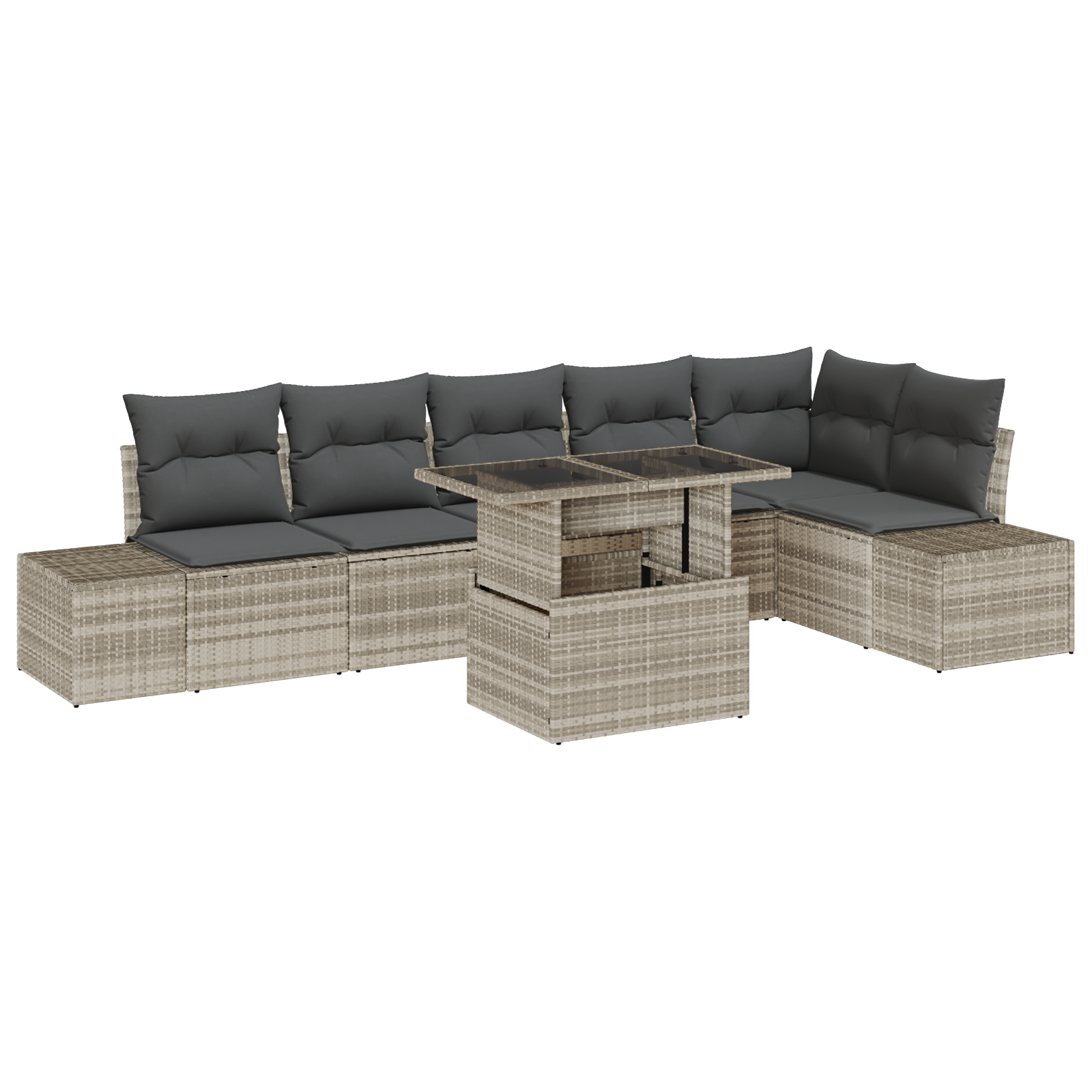 vidaXL Set de canapele pentru grădină cu pernă 7 pcs Gri deschis