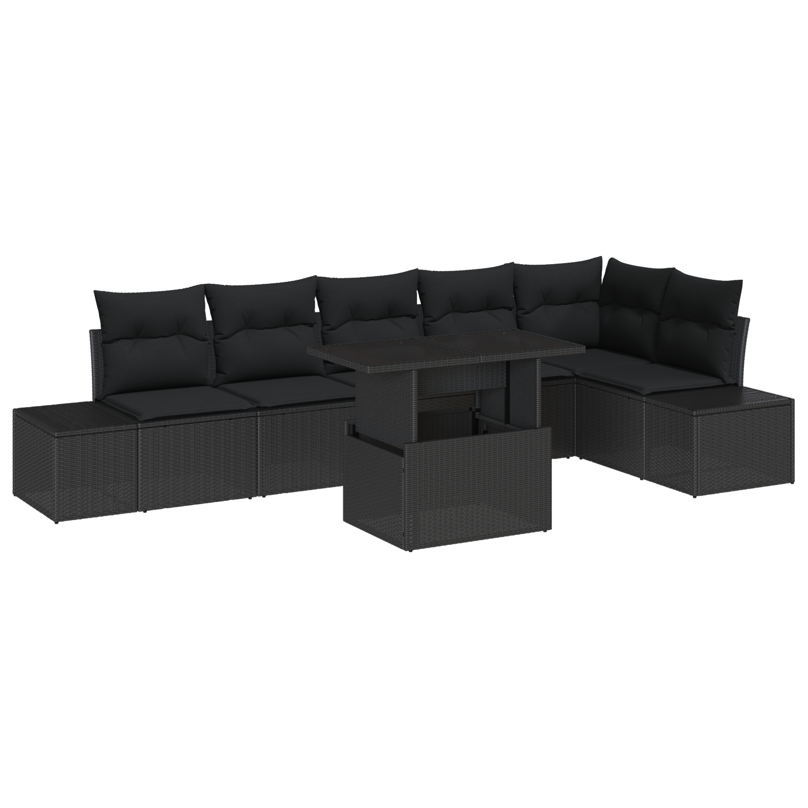 vidaXL Set de canapele pentru grădină 7 pcs Negru 100 x 55 x 73 cm