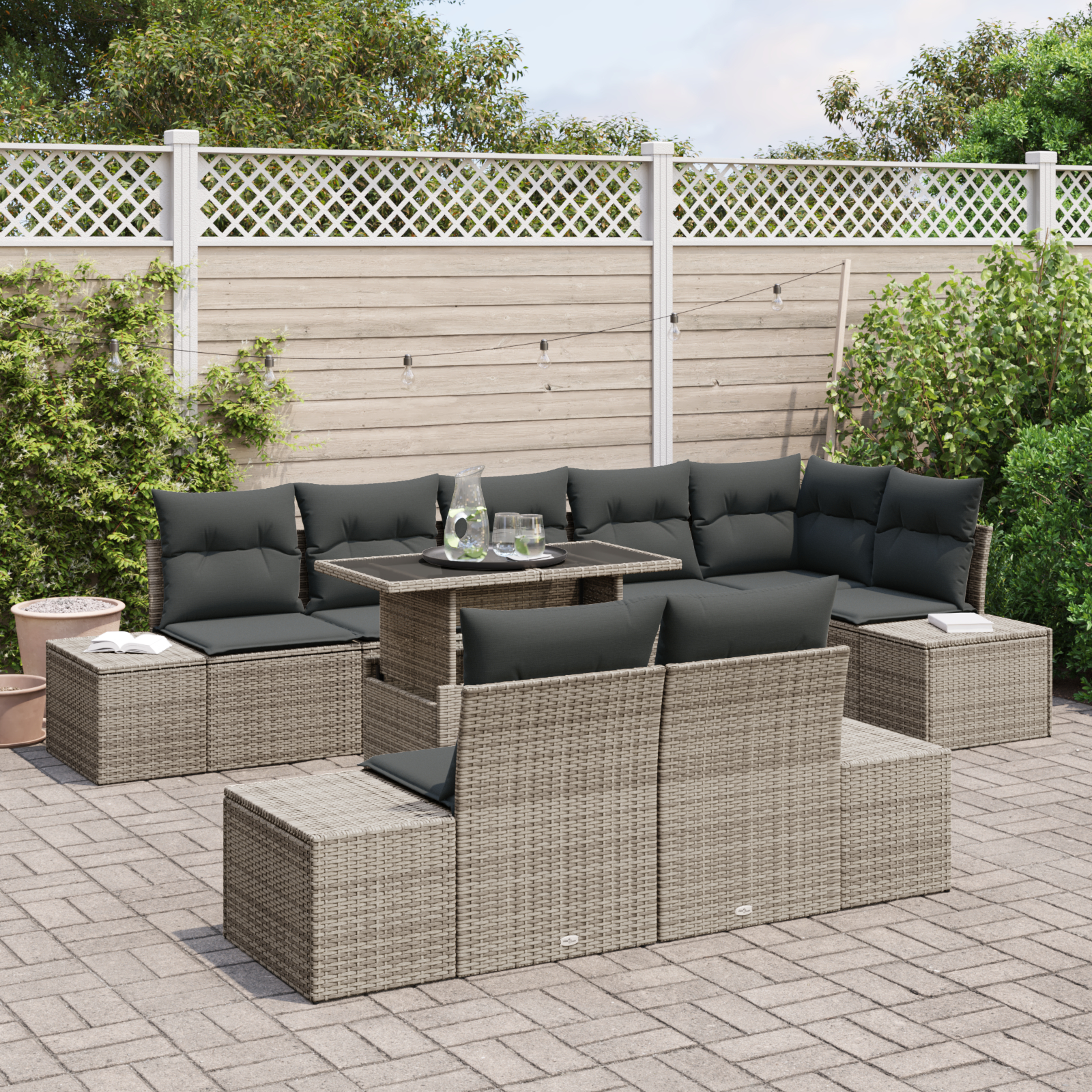 vidaXL Set de canapele pentru grădină 9 pcs Gri 100 x 55 x 73 cm