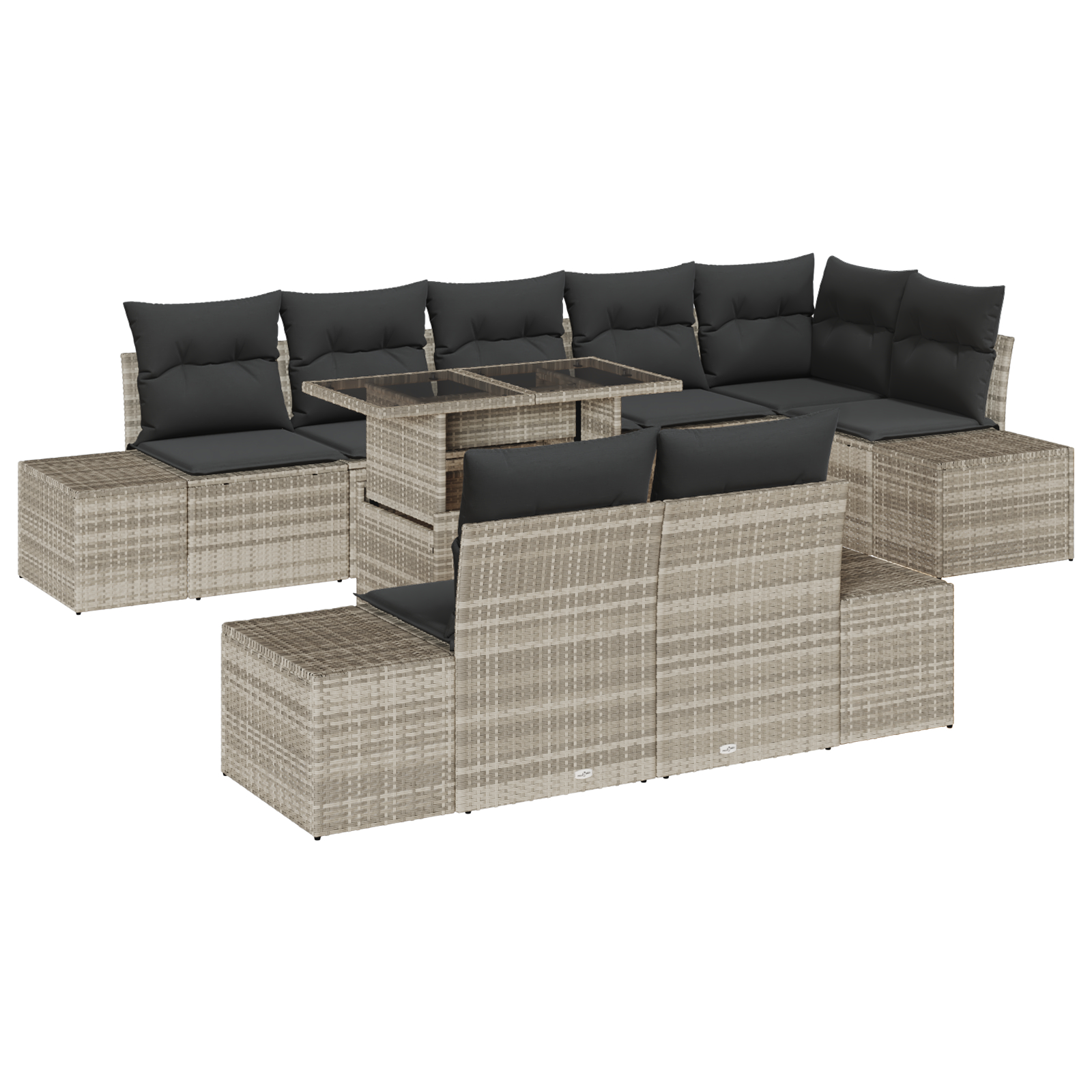 vidaXL Set de canapele pentru grădină cu pernă 9 pcs Gri deschis vidaXL Set de canapele pentru grădină cu pernă 9 pcs Gri deschis