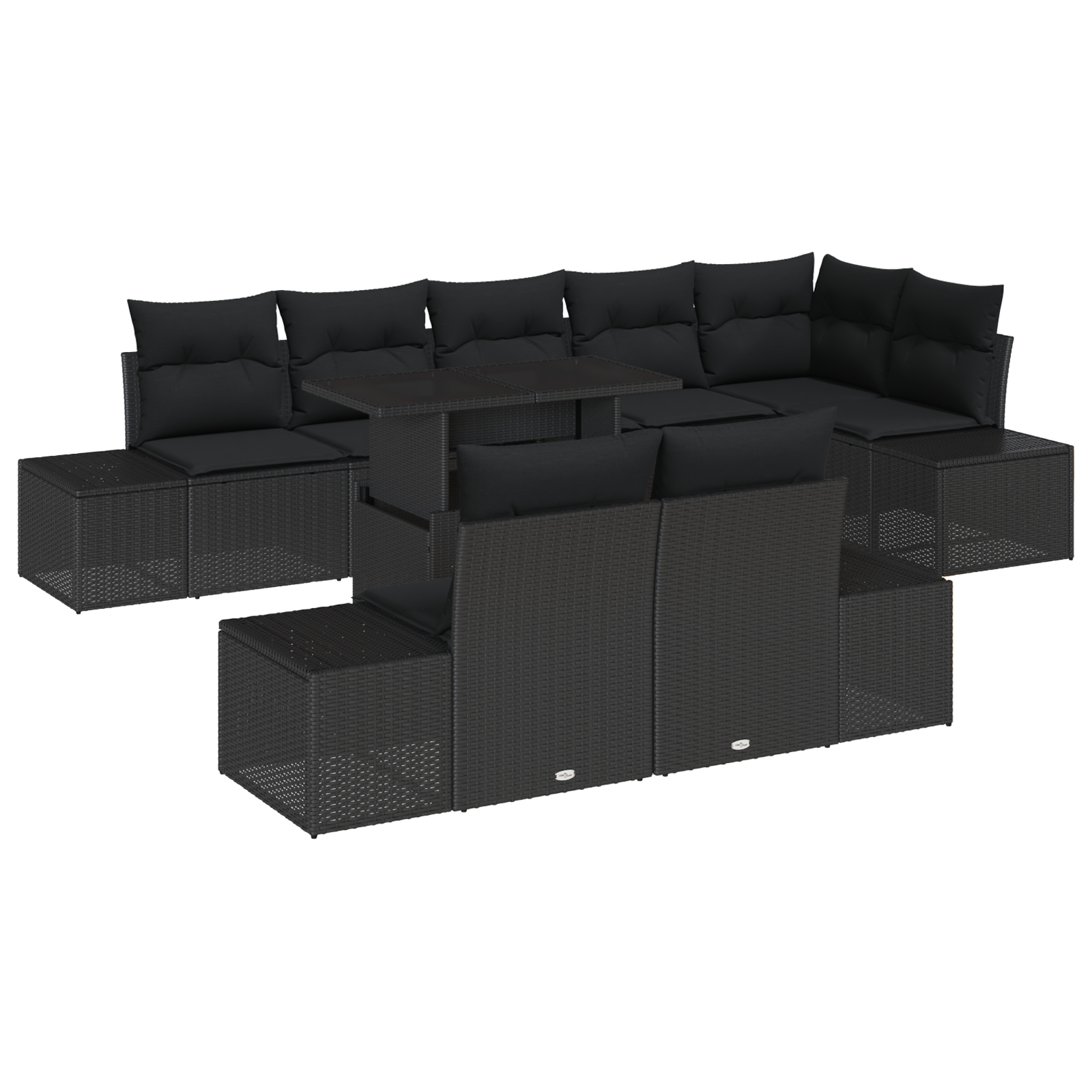 vidaXL Set de canapele pentru grădină 9 pcs Negru 100 x 55 x 73 cm vidaXL Set de canapele pentru grădină 9 pcs Negru 100 x 55 x 73 cm
