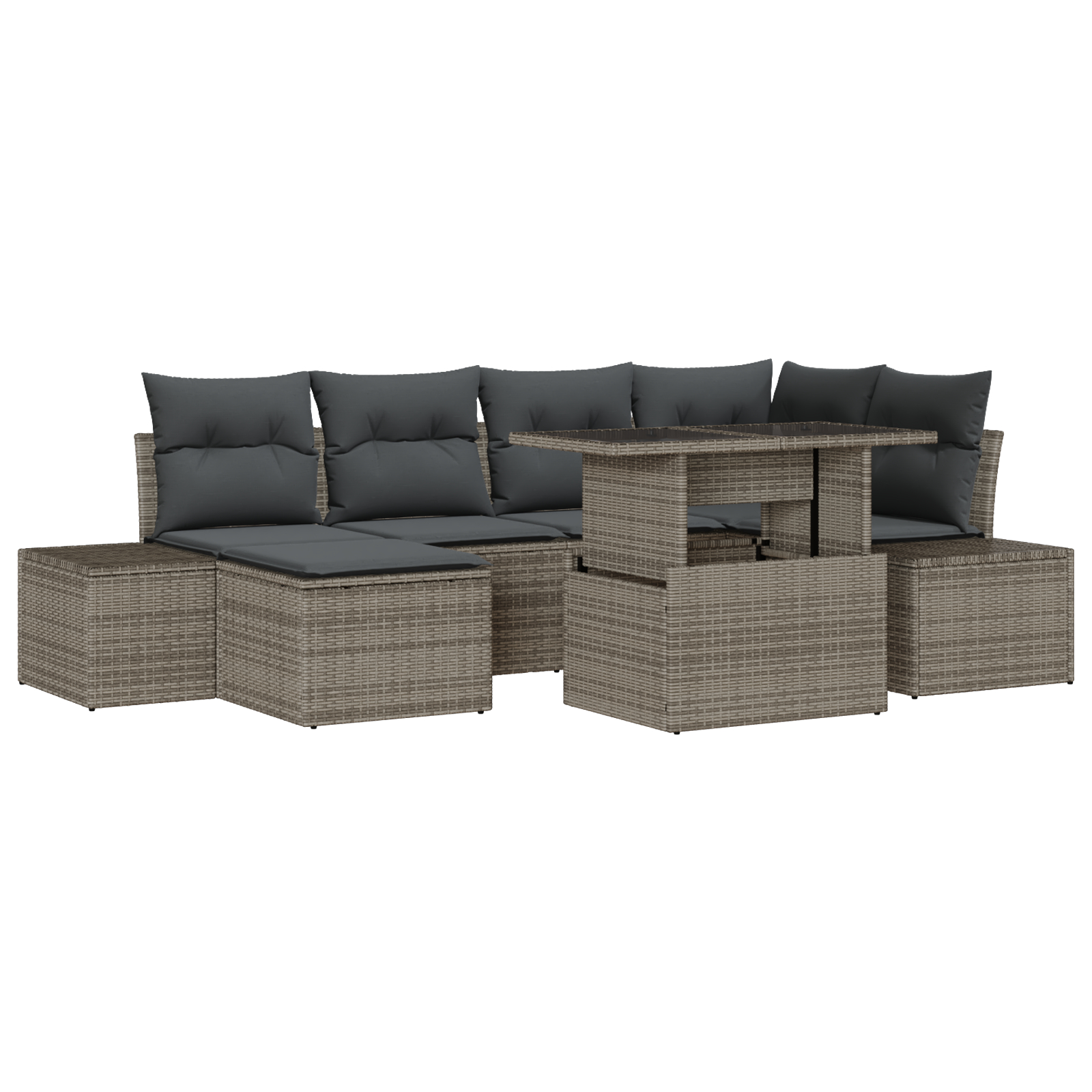 vidaXL Set de canapele pentru grădină cu pernă 7 pcs Gri vidaXL Set de canapele pentru grădină cu pernă 7 pcs Gri