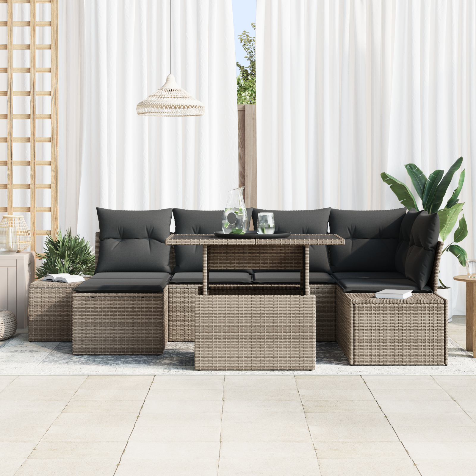 vidaXL Set de canapele pentru grădină cu pernă 7 pcs Gri vidaXL Set de canapele pentru grădină cu pernă 7 pcs Gri