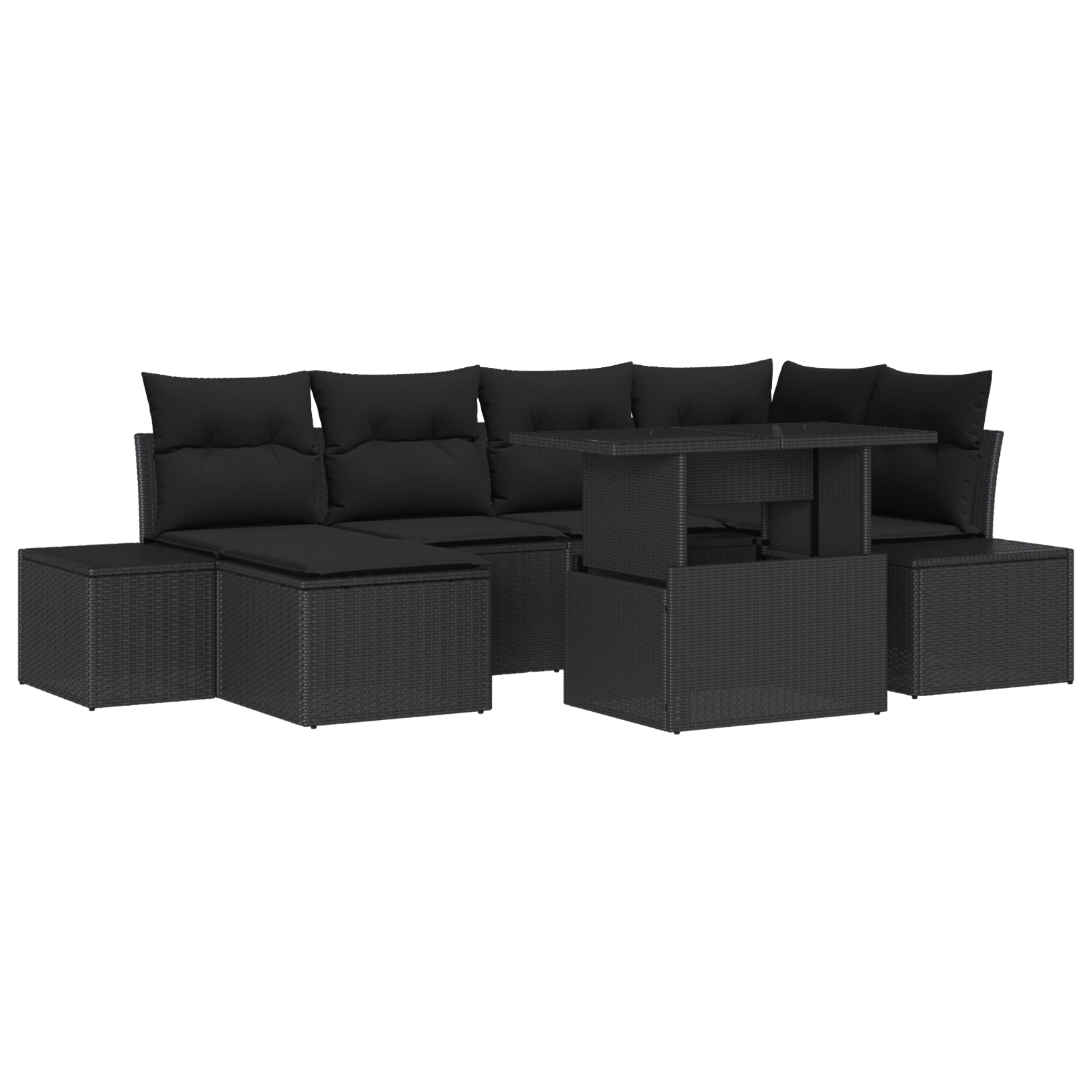 vidaXL Set de canapele pentru grădină cu pernă 7 pcs Negru vidaXL Set de canapele pentru grădină cu pernă 7 pcs Negru