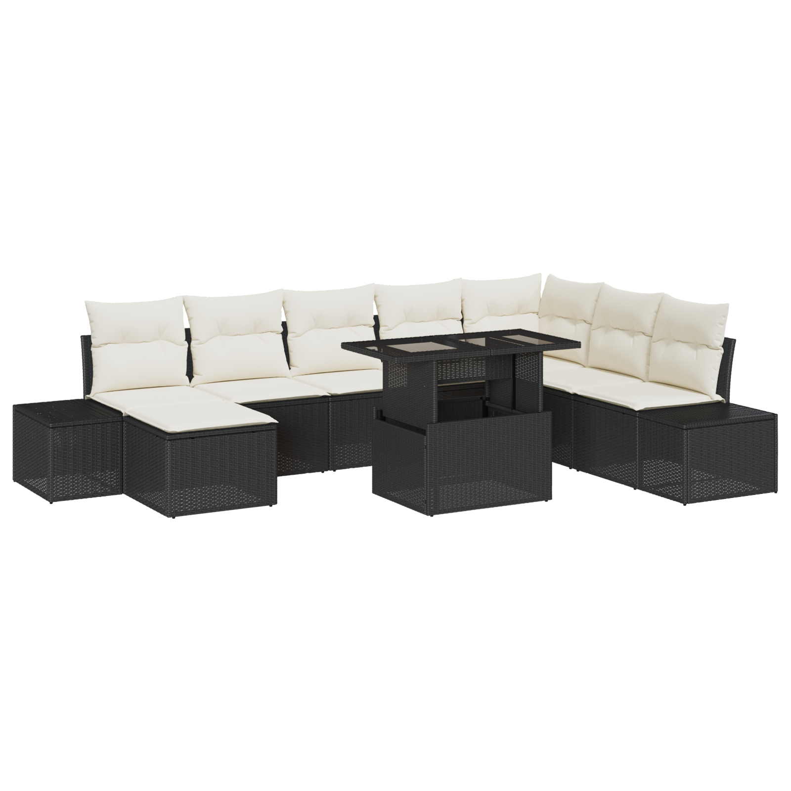 vidaXL Set de canapele pentru grădină cu pernă 9 pcs negru și crem vidaXL Set de canapele pentru grădină cu pernă 9 pcs negru și crem