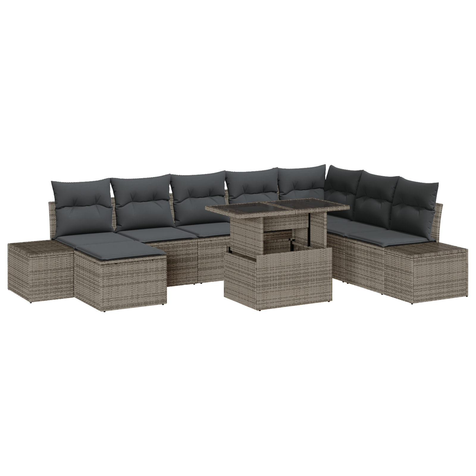 vidaXL Set de canapele pentru grădină cu pernă 9 pcs Gri