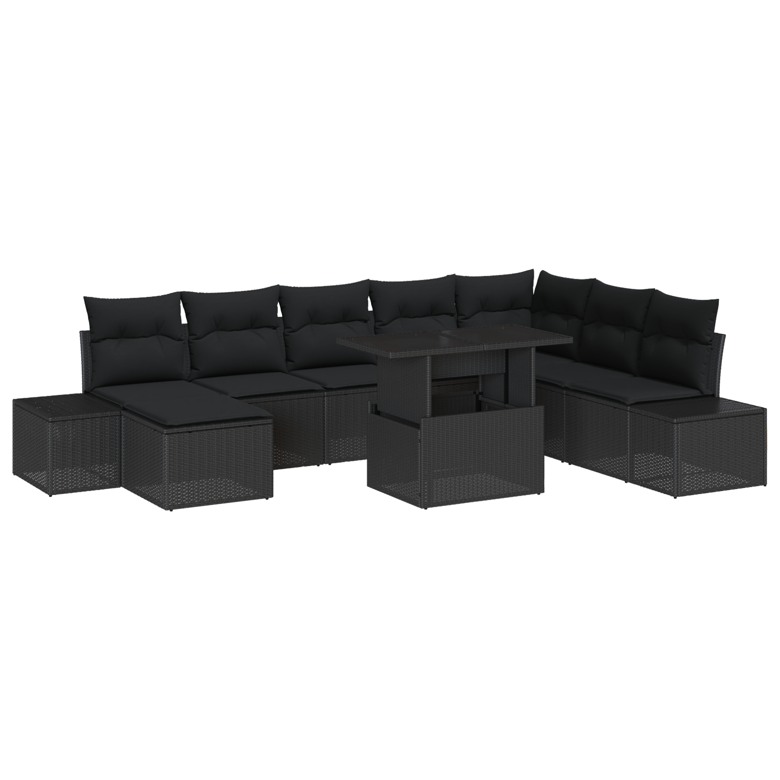 vidaXL Set de canapele pentru grădină cu pernă 9 pcs Negru