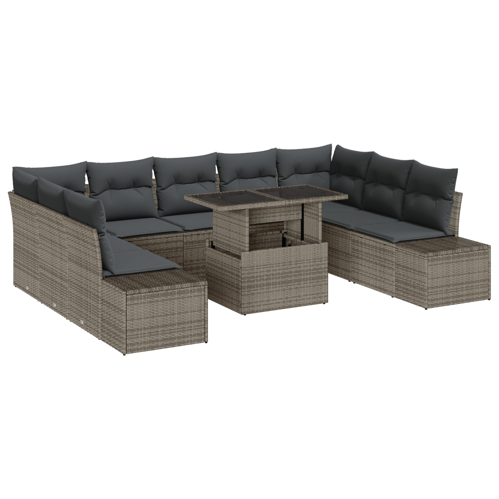 vidaXL Set de canapele pentru grădină 10 pcs Gri 100 x 55 x 73 cm vidaXL Set de canapele pentru grădină 10 pcs Gri 100 x 55 x 73 cm